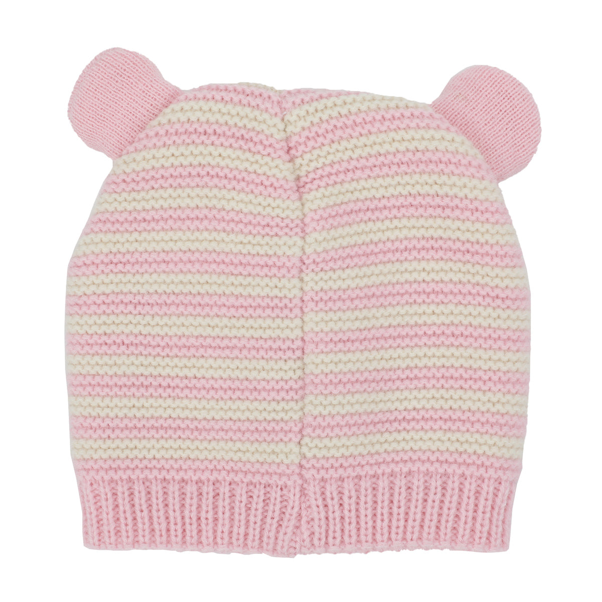 Little Me Cute Pink Striped Bear Newborn/Infant Beanie and Mittens Set