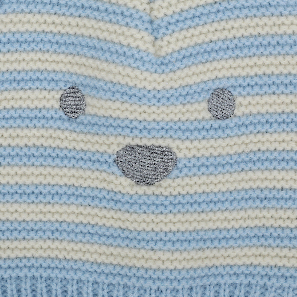 Little Me Cute Blue Striped Bear Newborn/Infant Beanie and Mittens Set