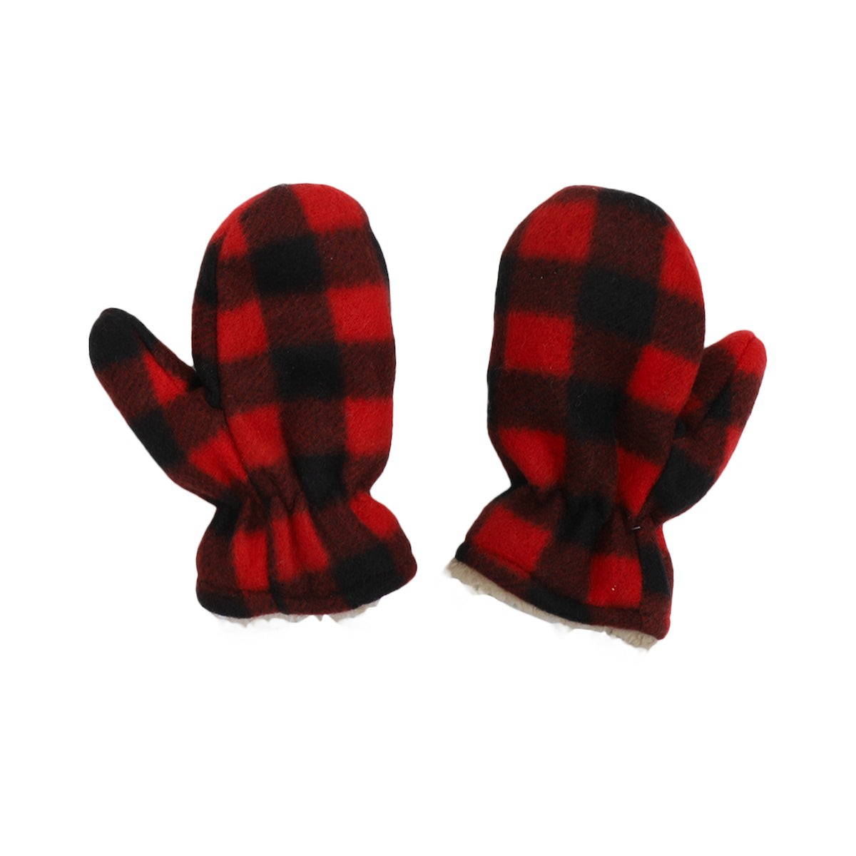 Little Me Red and Black Buffalo Check Infant/Toddler Pilot Cap and Mittens Set