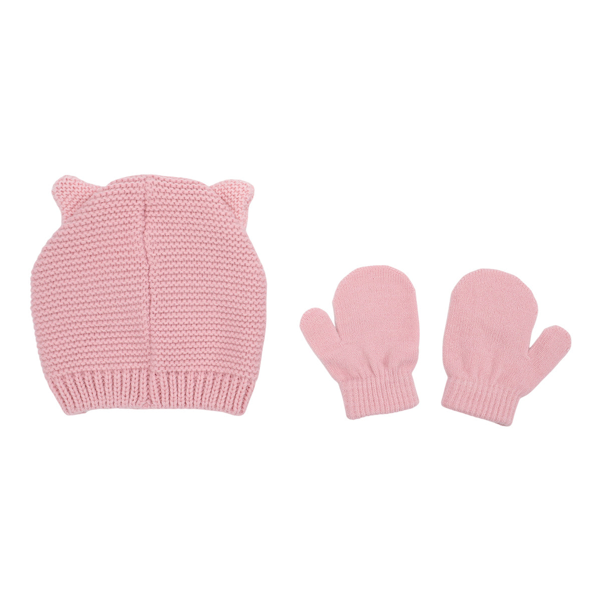 Little Me Cute Pink Cat Infant/Toddler Beanie and Mittens Set