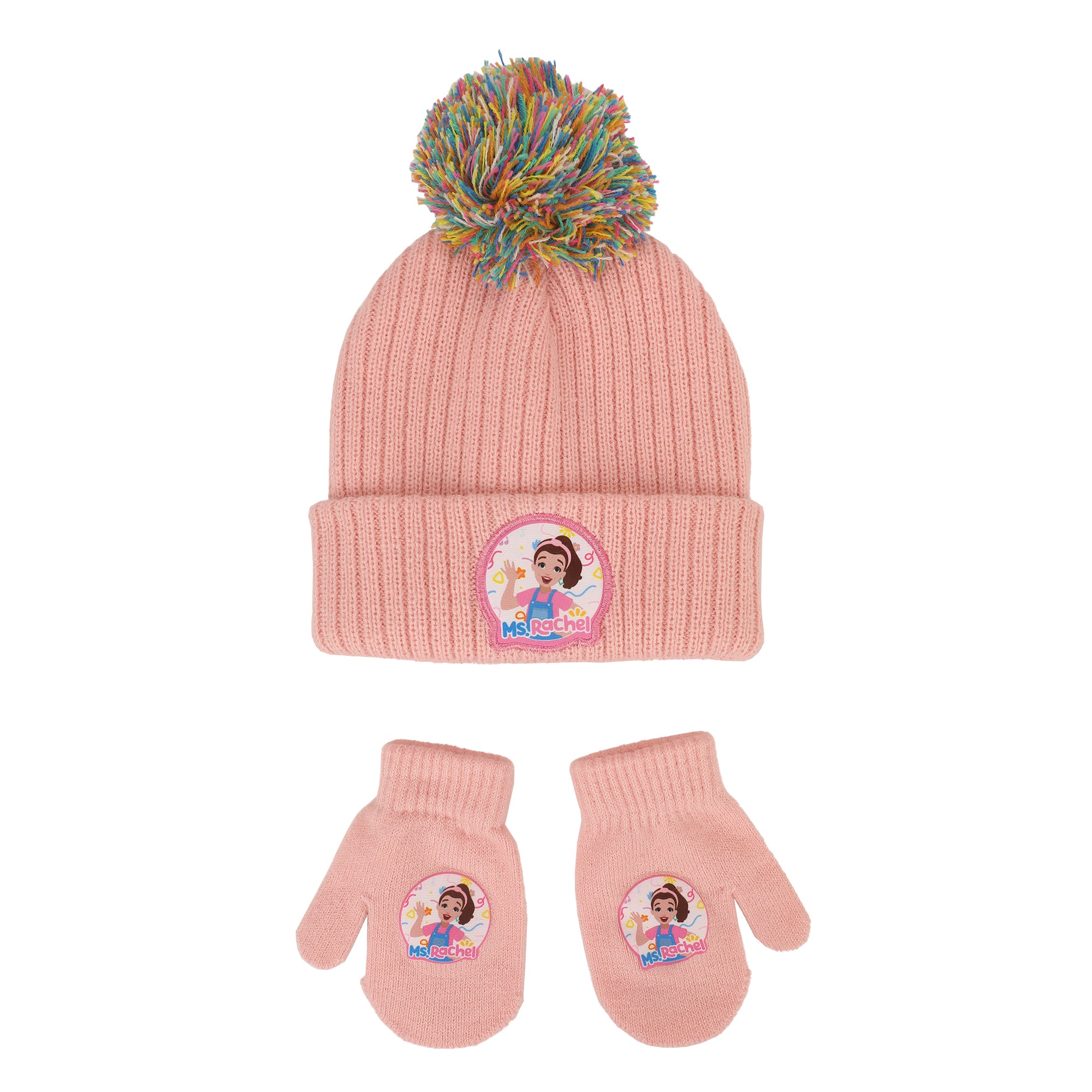 Ms. Rachel Character Logo Toddler 2-Piece Knit Beanie & Gloves Set
