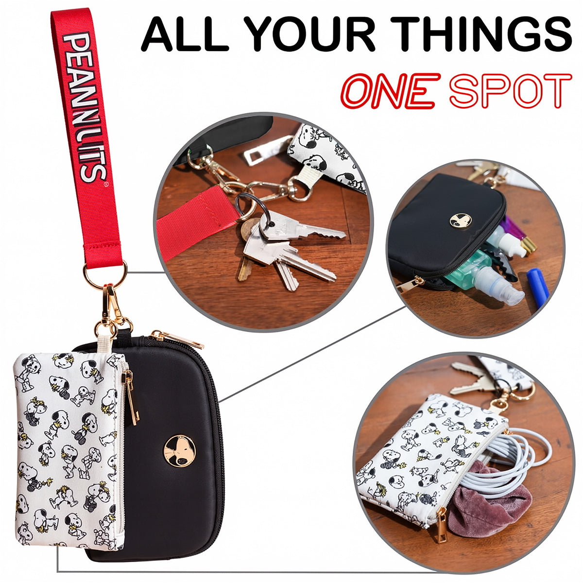 Classic Peanuts Snoopy Woodstock All Over Print Coin Pouch