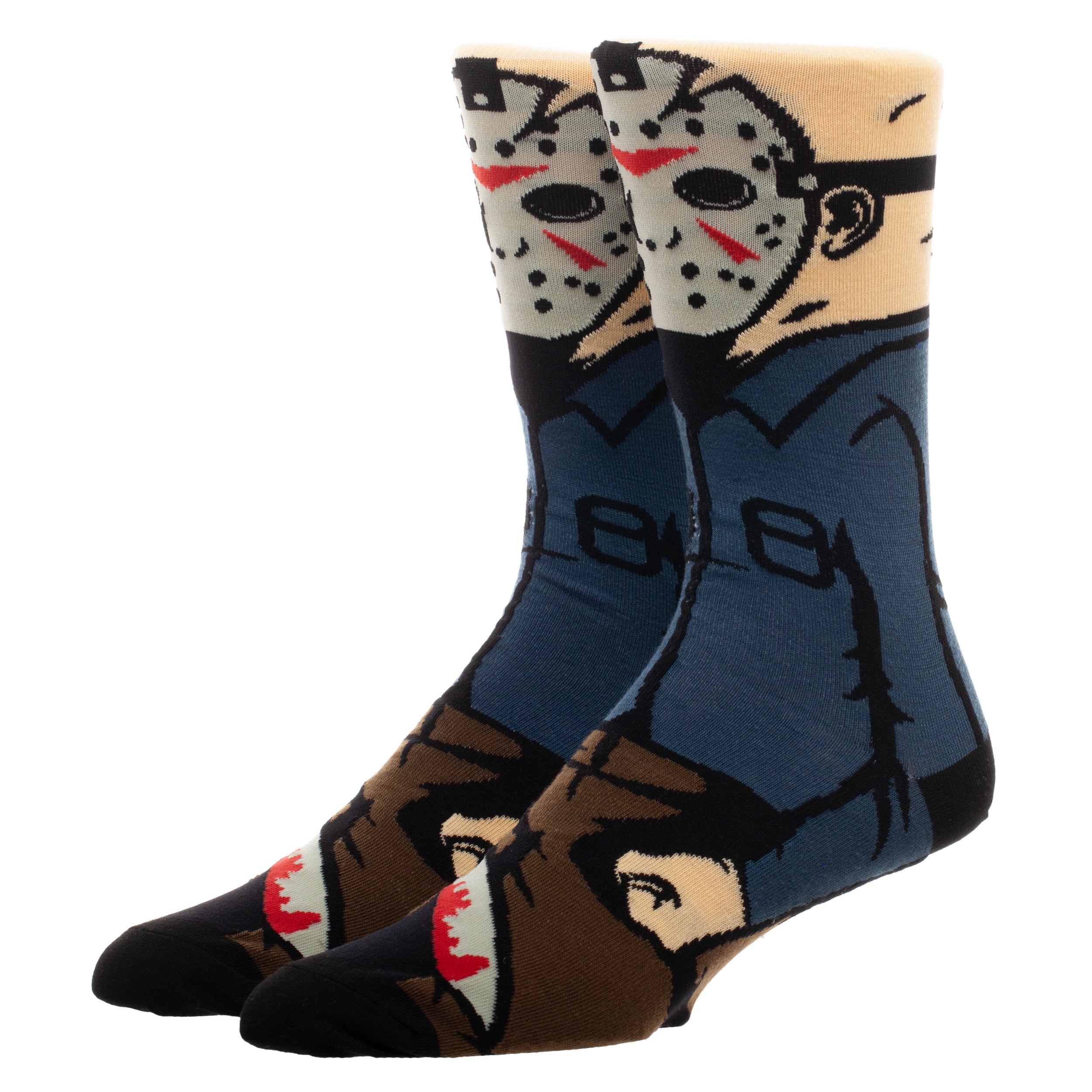 Jason Mask Friday the 13th 360 Halloween Character Crew Socks for Men