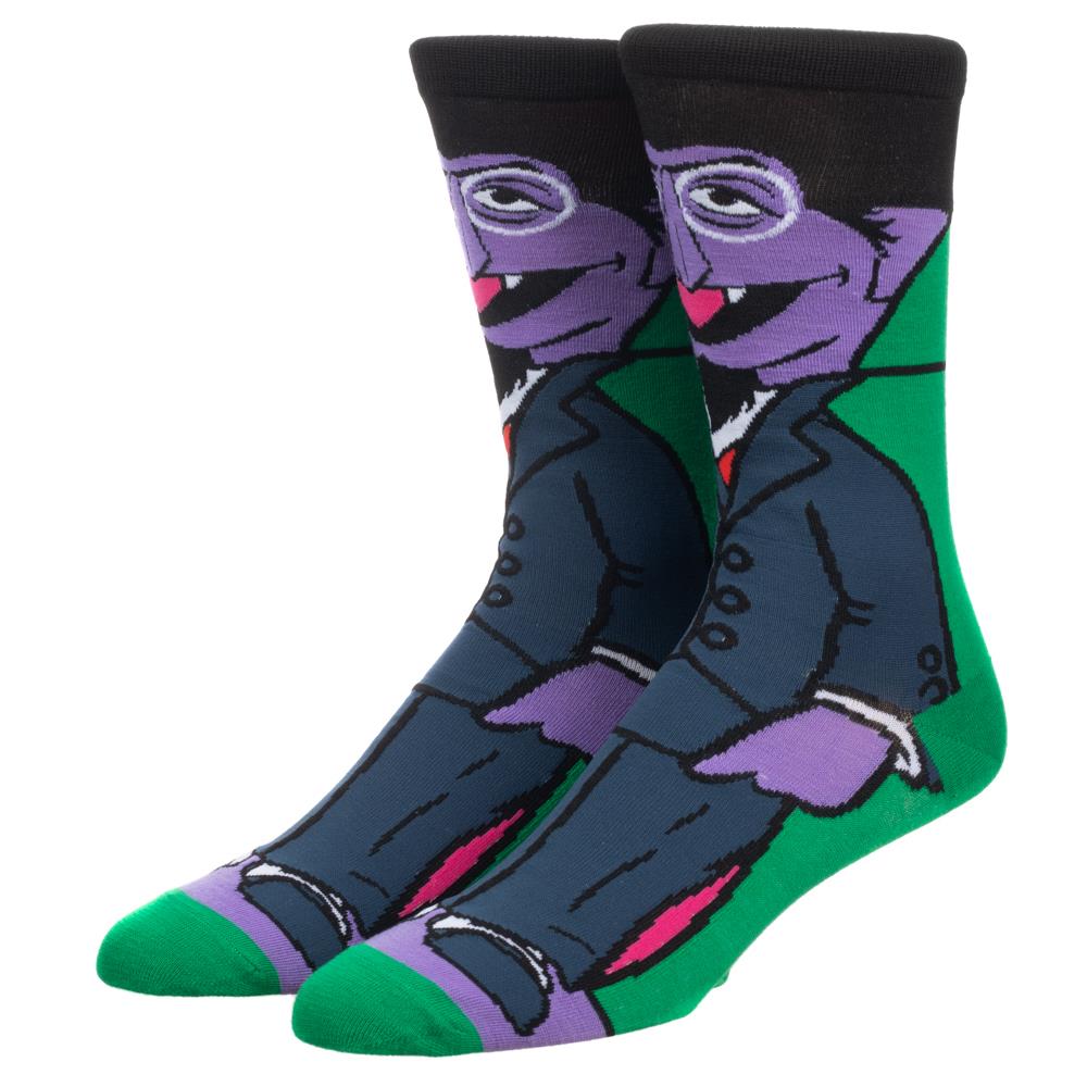 Sesame Street Count Von Count 360 Casual Character Crew Socks for Men