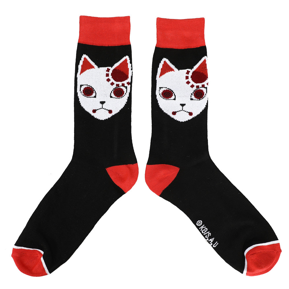 Demon Slayer Fox Mask Casual Crew Socks for Men