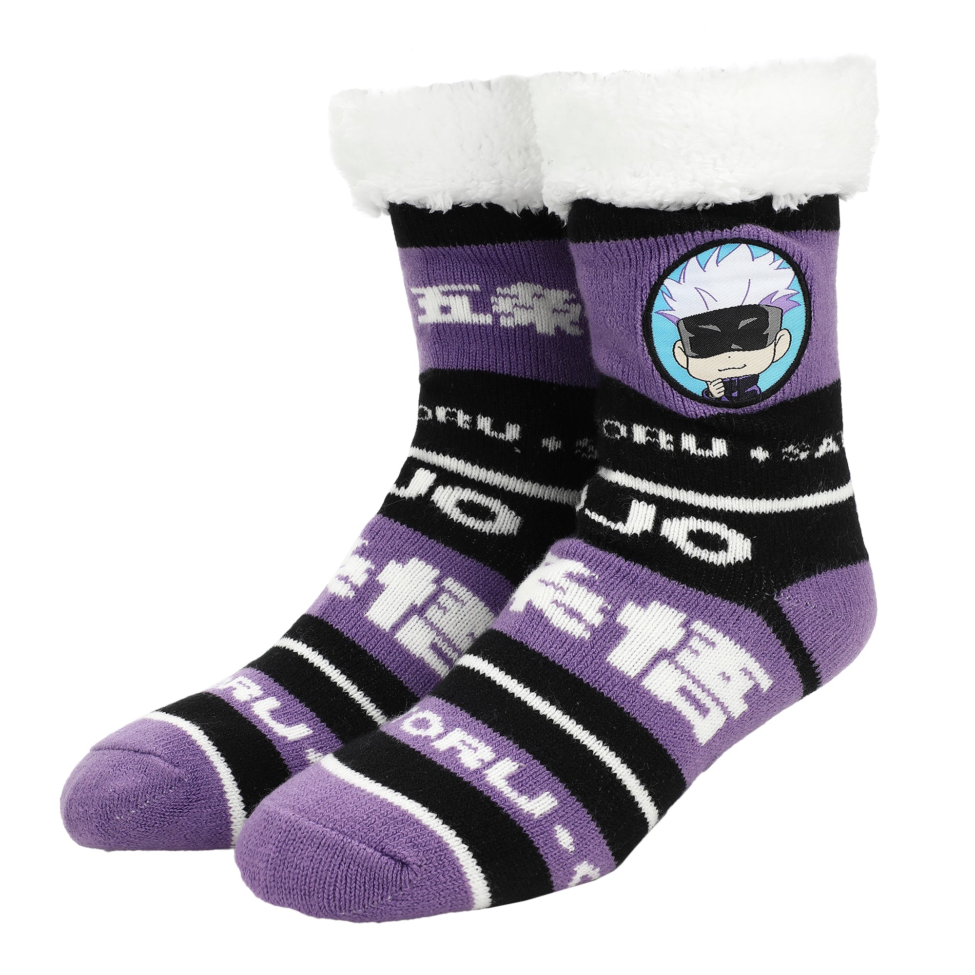 Jujutsu Kaisen Satoru Goji Women's Purple Faux Shearling Lined Crew Socks