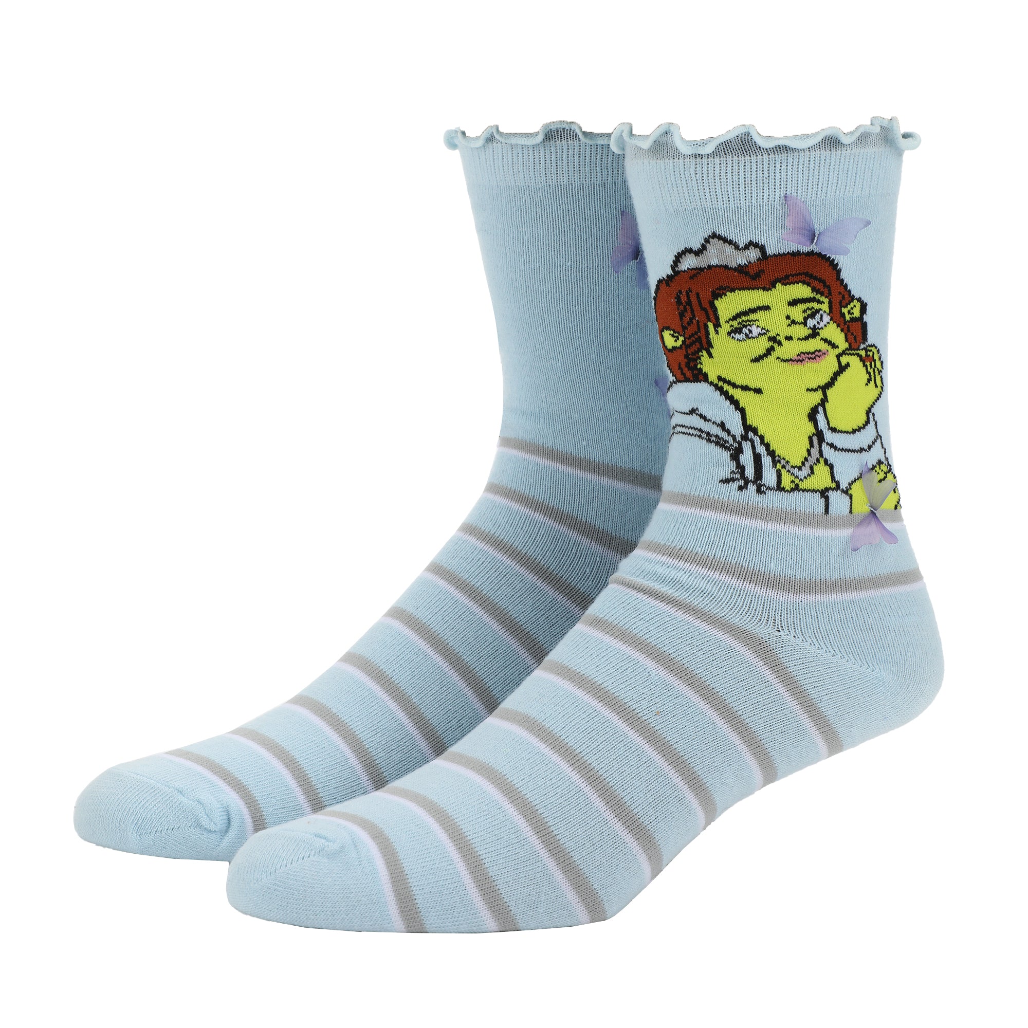 Shrek Fiona & Butterflies Women's Blue Casual Crew Socks