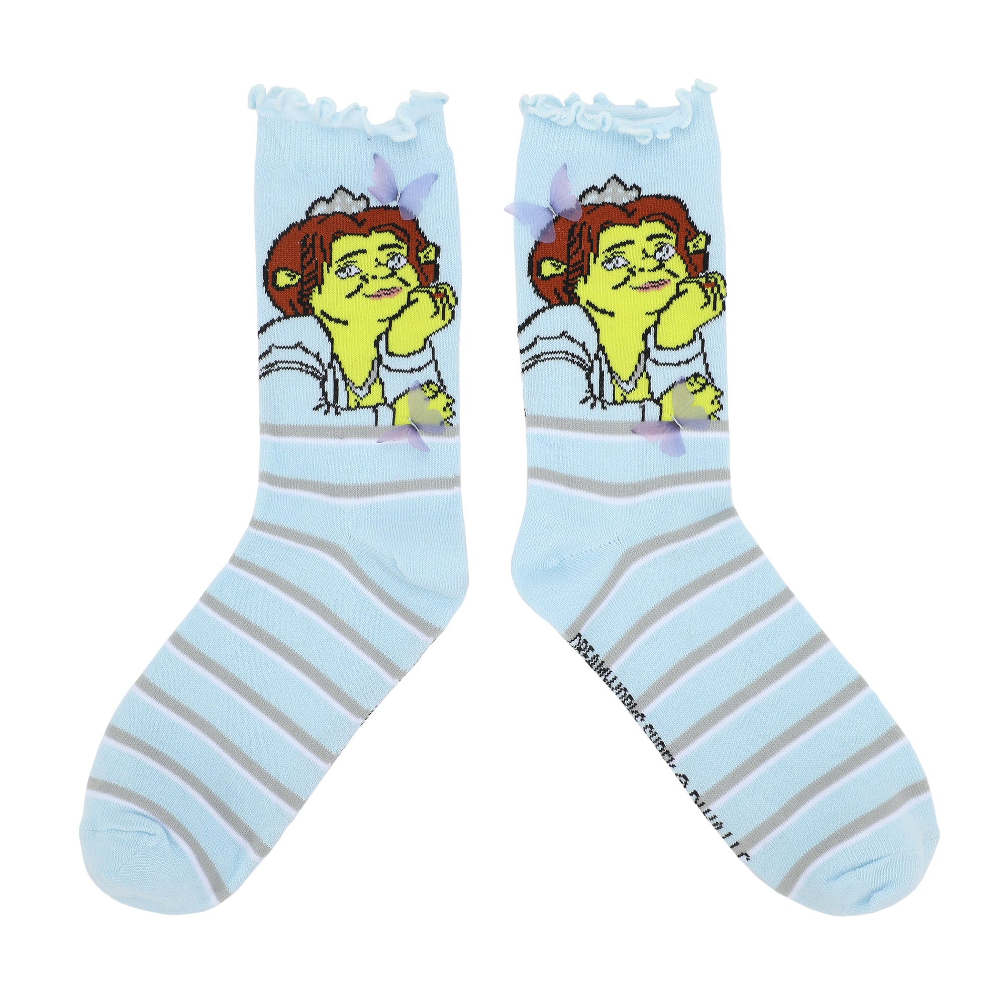 Shrek Fiona & Butterflies Women's Blue Casual Crew Socks