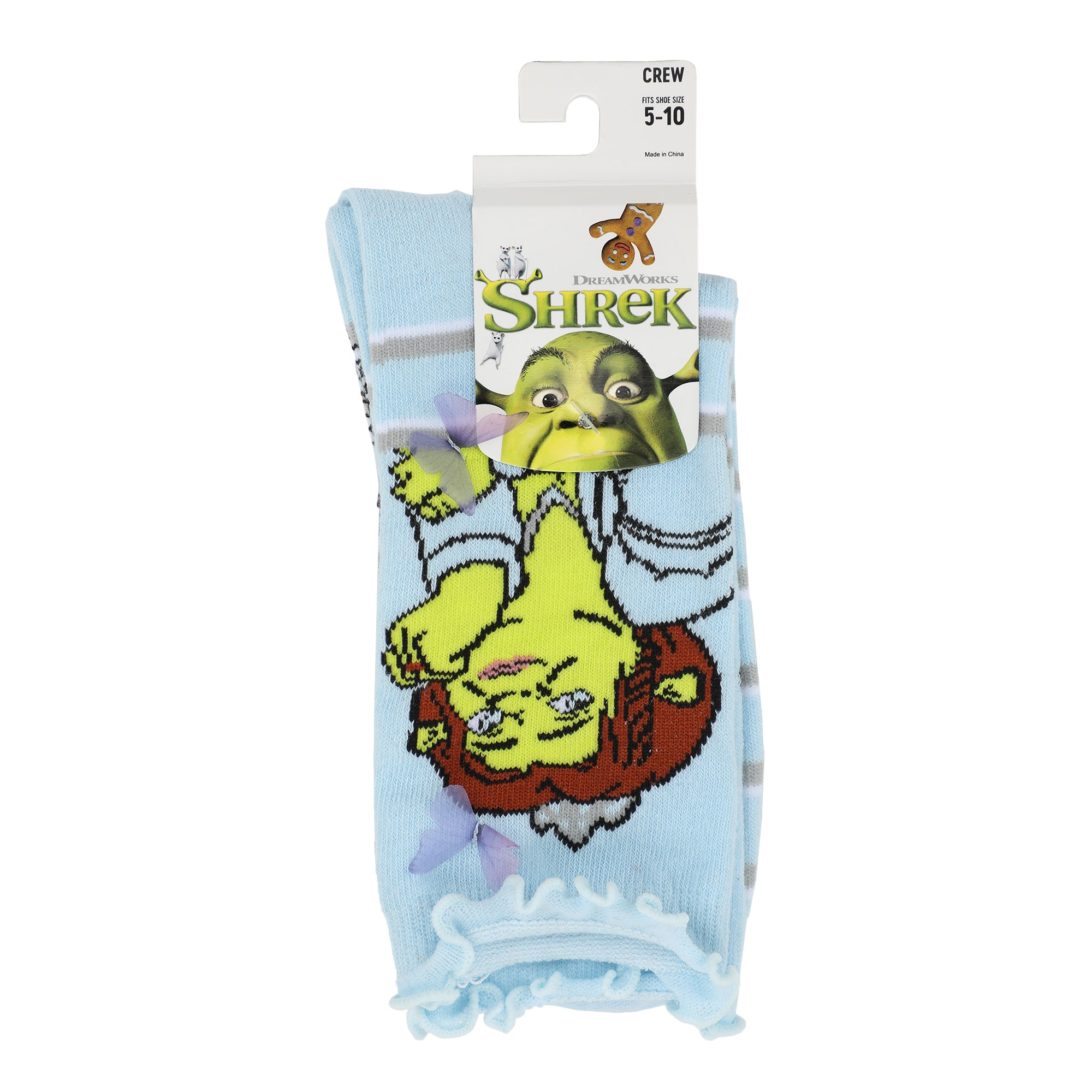 Shrek Fiona & Butterflies Women's Blue Casual Crew Socks