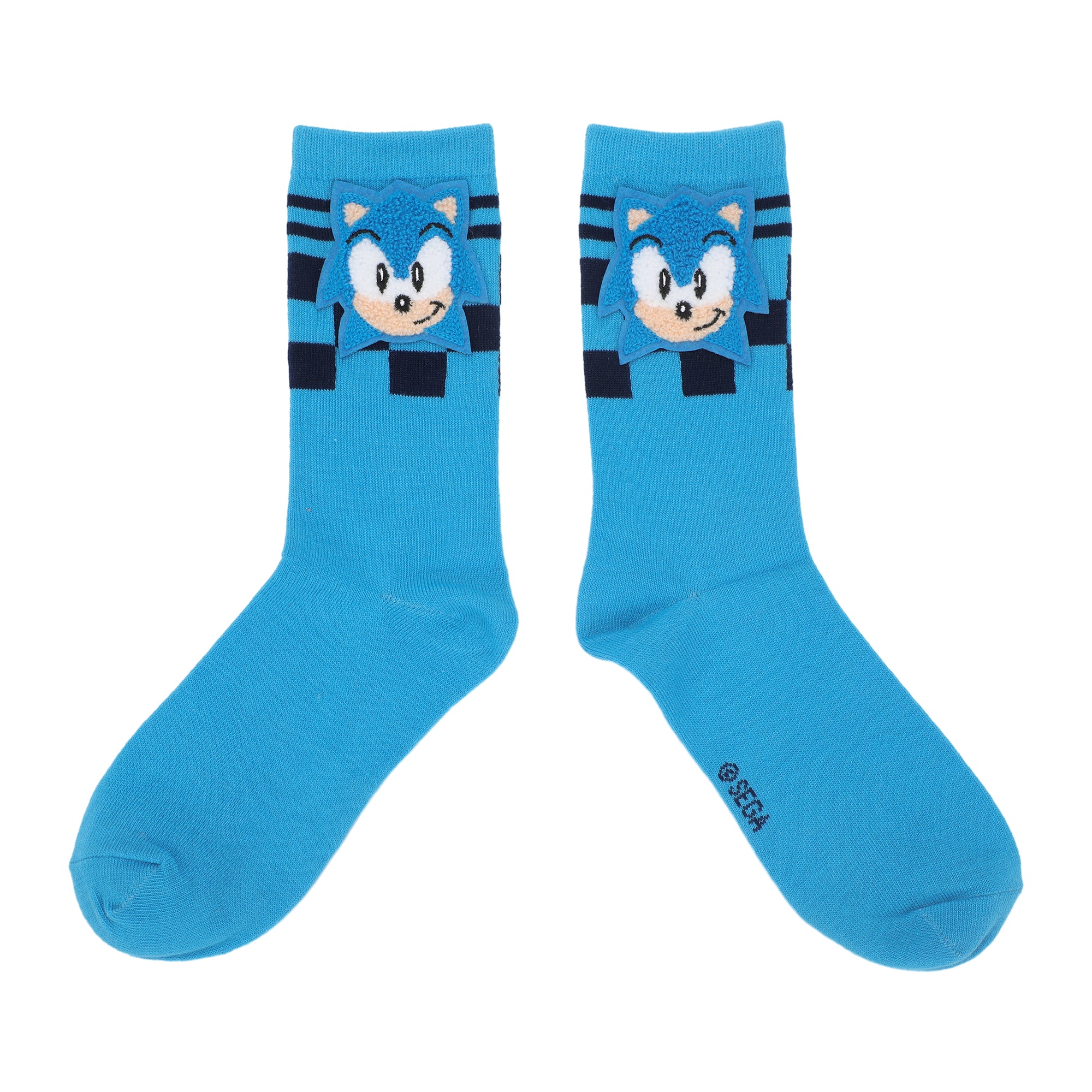 Sonic The Hedgehog 3D Character Face Women's Blue Casual Crew Socks