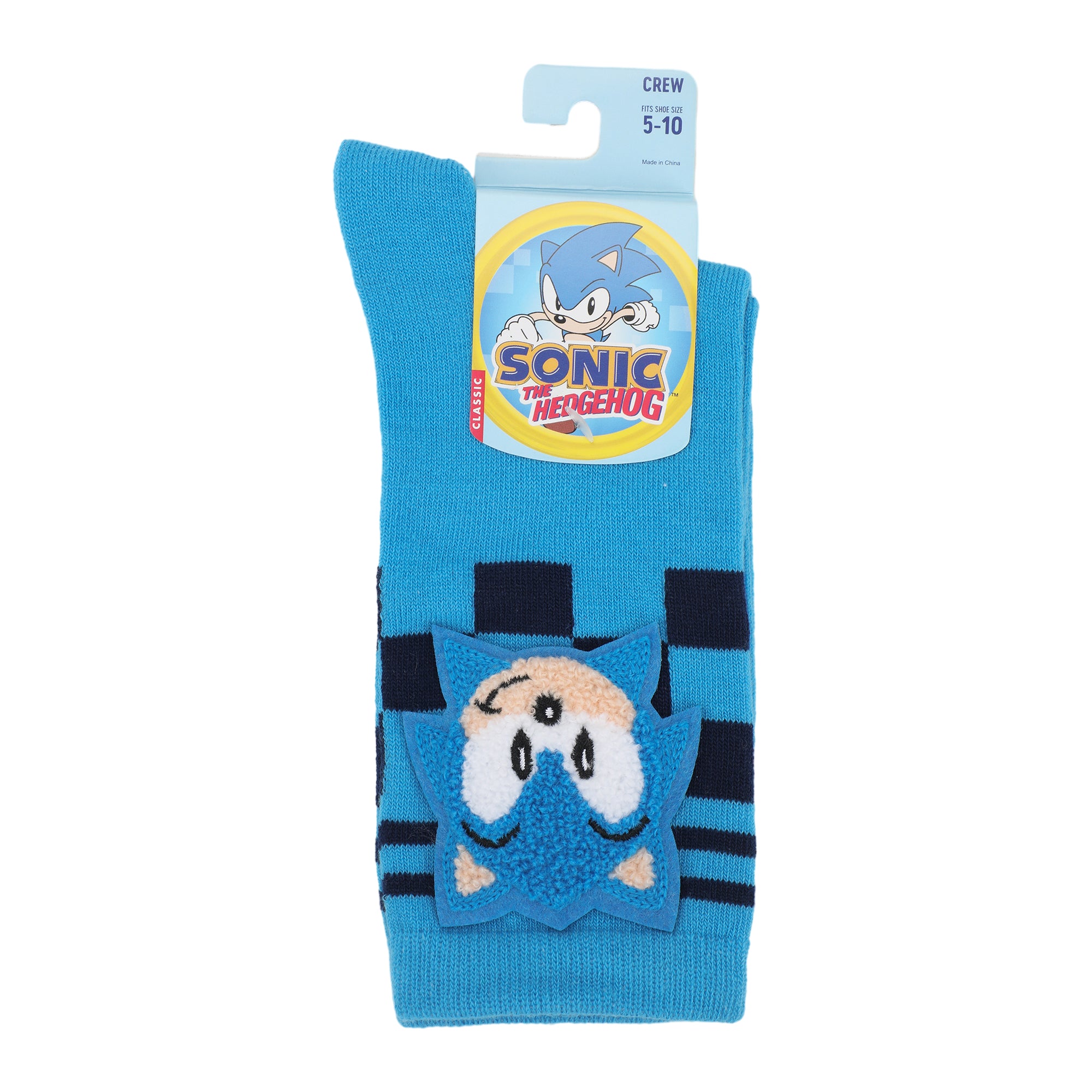 Sonic The Hedgehog 3D Character Face Women's Blue Casual Crew Socks
