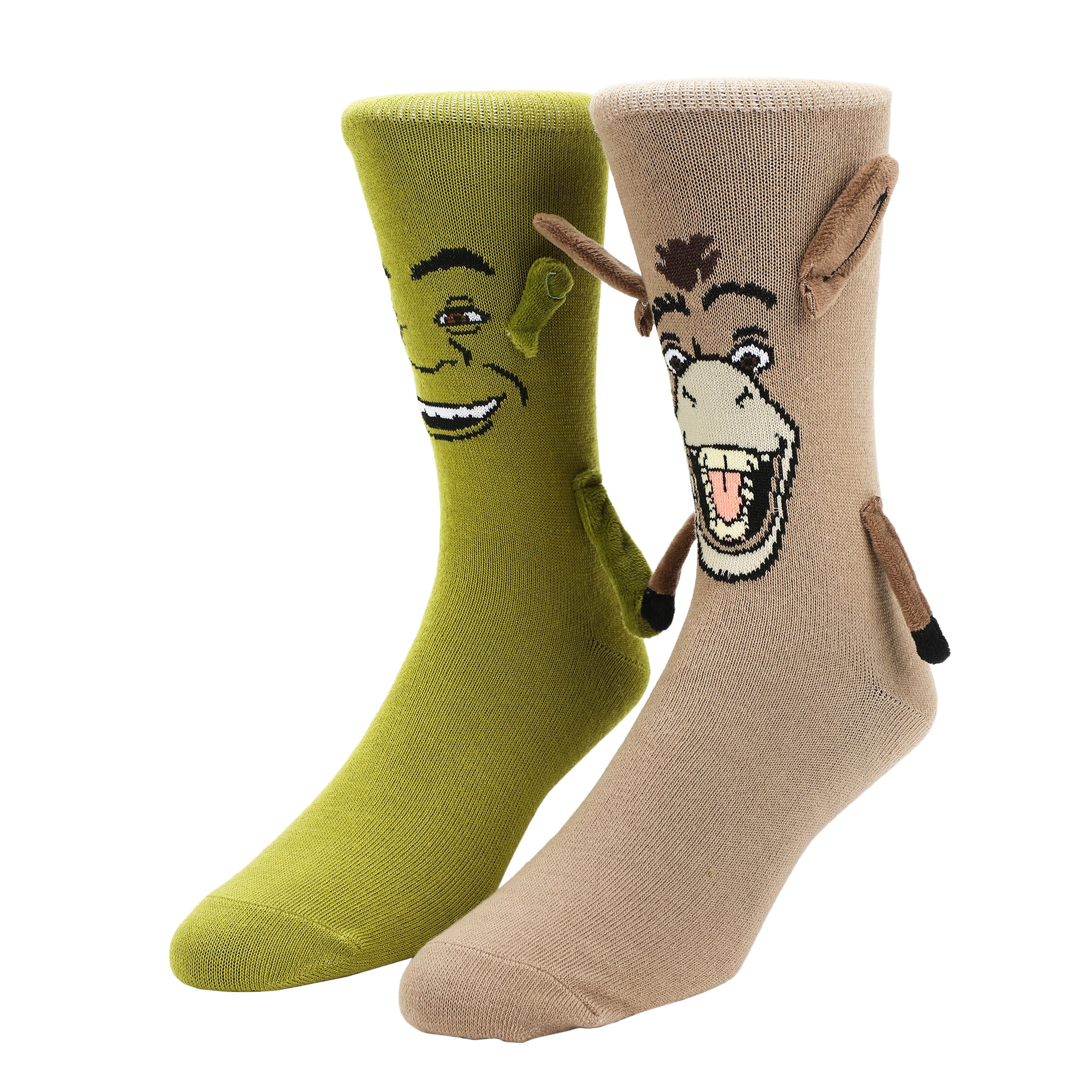 Shrek & Donkey Women's Crew Socks With 3D Arms-OSFA