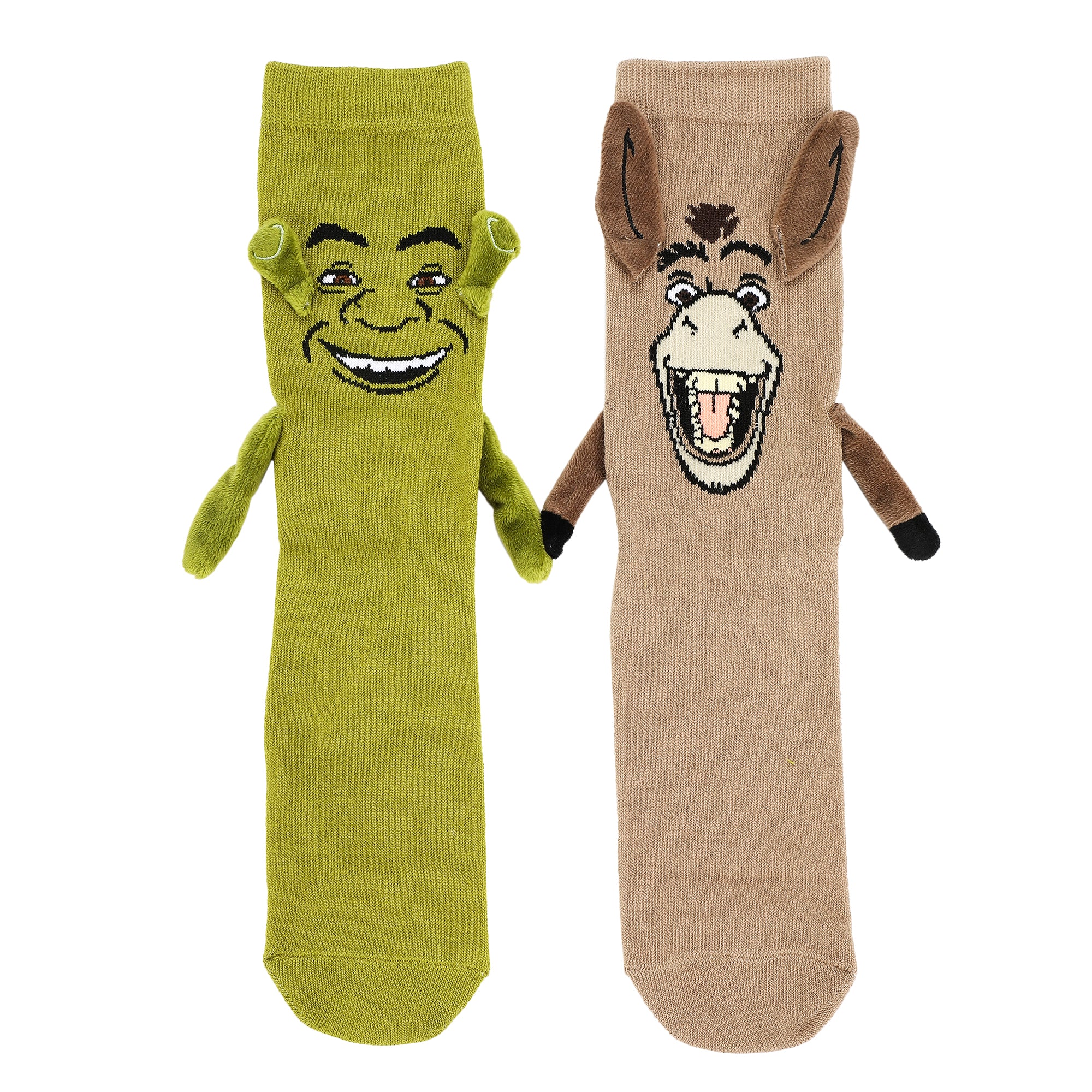 Shrek & Donkey Women's Crew Socks With 3D Arms-OSFA