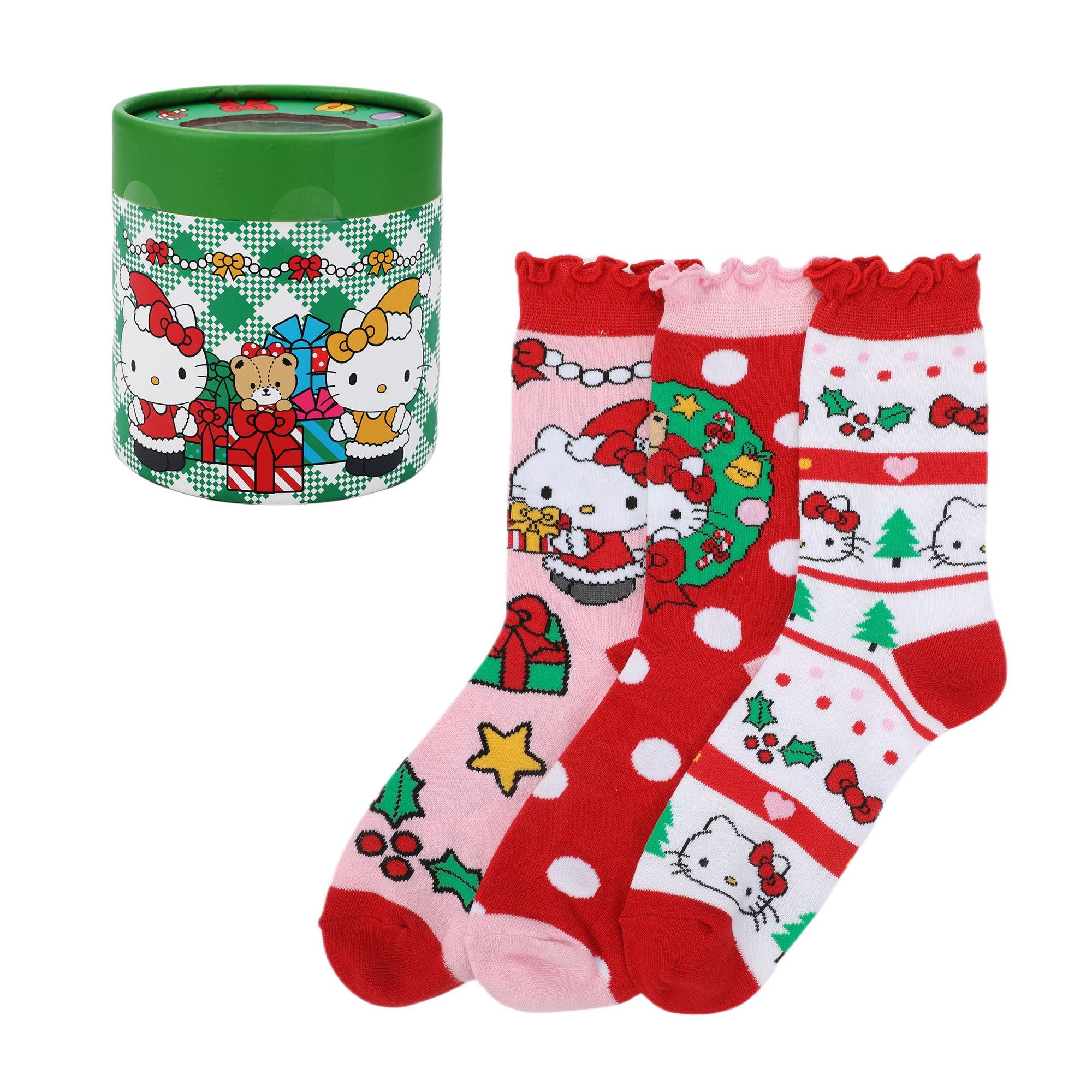 Hello Kitty Holiday Icons Women's 3-Pair Crew Socks Box Set