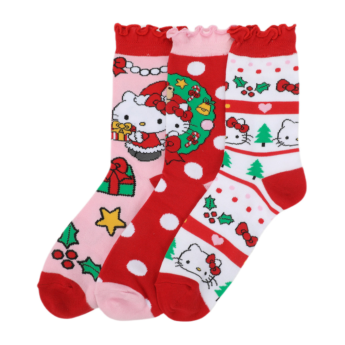 Hello Kitty Holiday Icons Women's 3-Pair Crew Socks Box Set