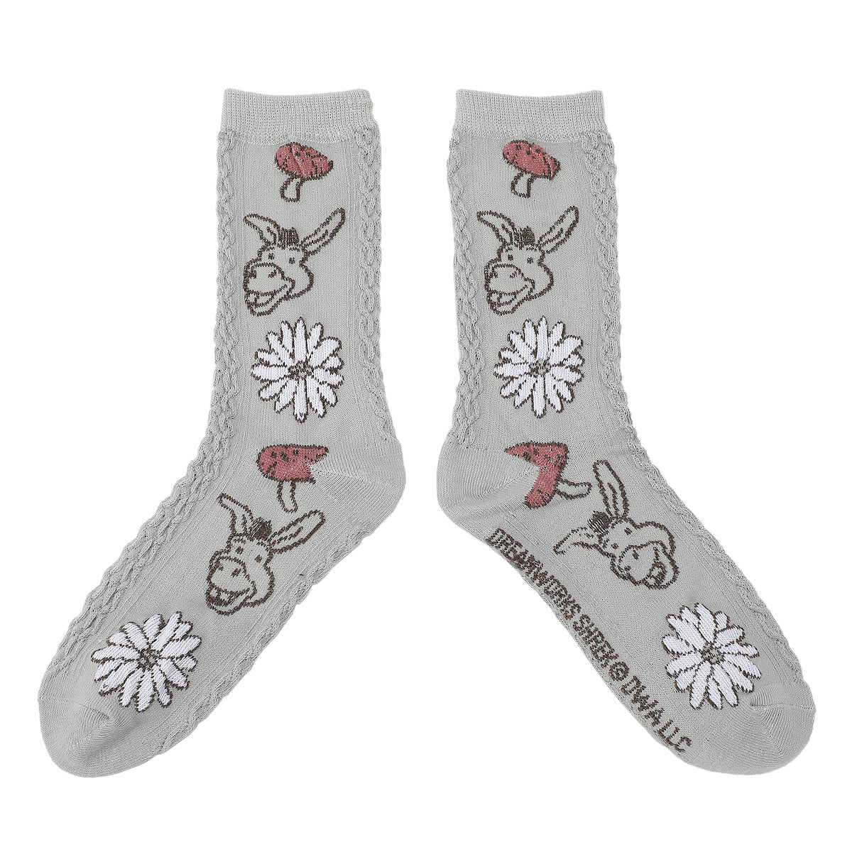 Shrek Flower & Mushroom Character Patterns Women's Casual Crew Socks