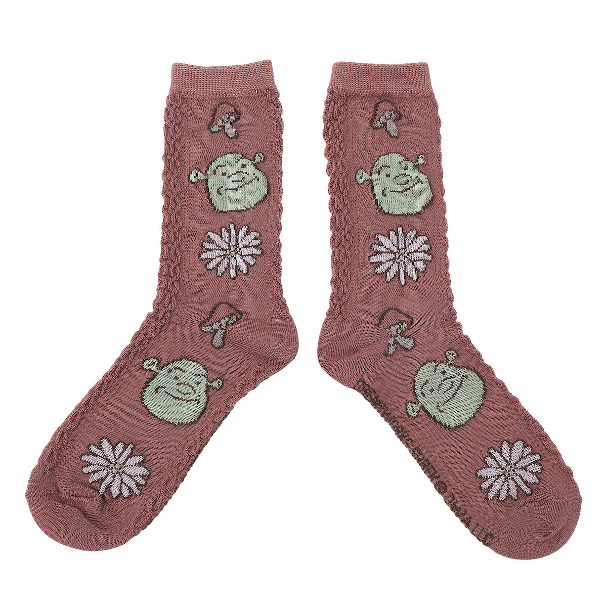 Shrek Flower & Mushroom Character Patterns Women's Casual Crew Socks