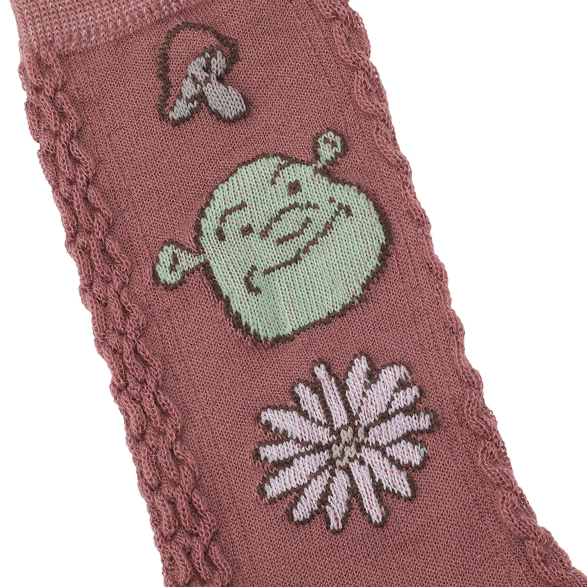 Shrek Flower & Mushroom Character Patterns Women's Casual Crew Socks