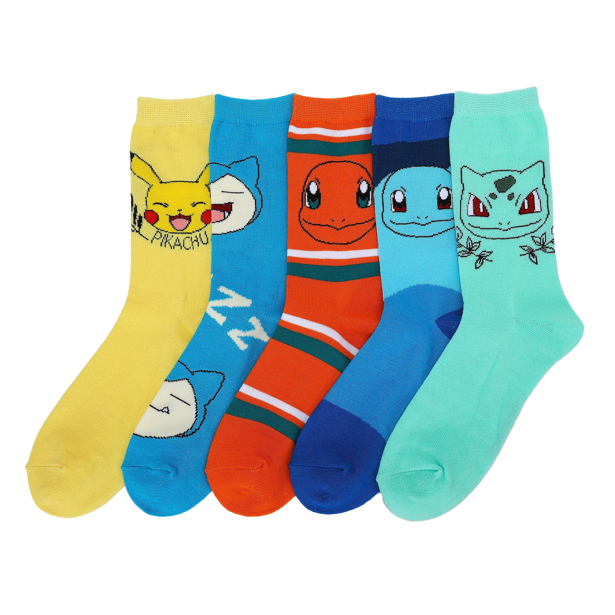 Pokemon Character Heads Women’s 5-Pair Pack Crew Socks