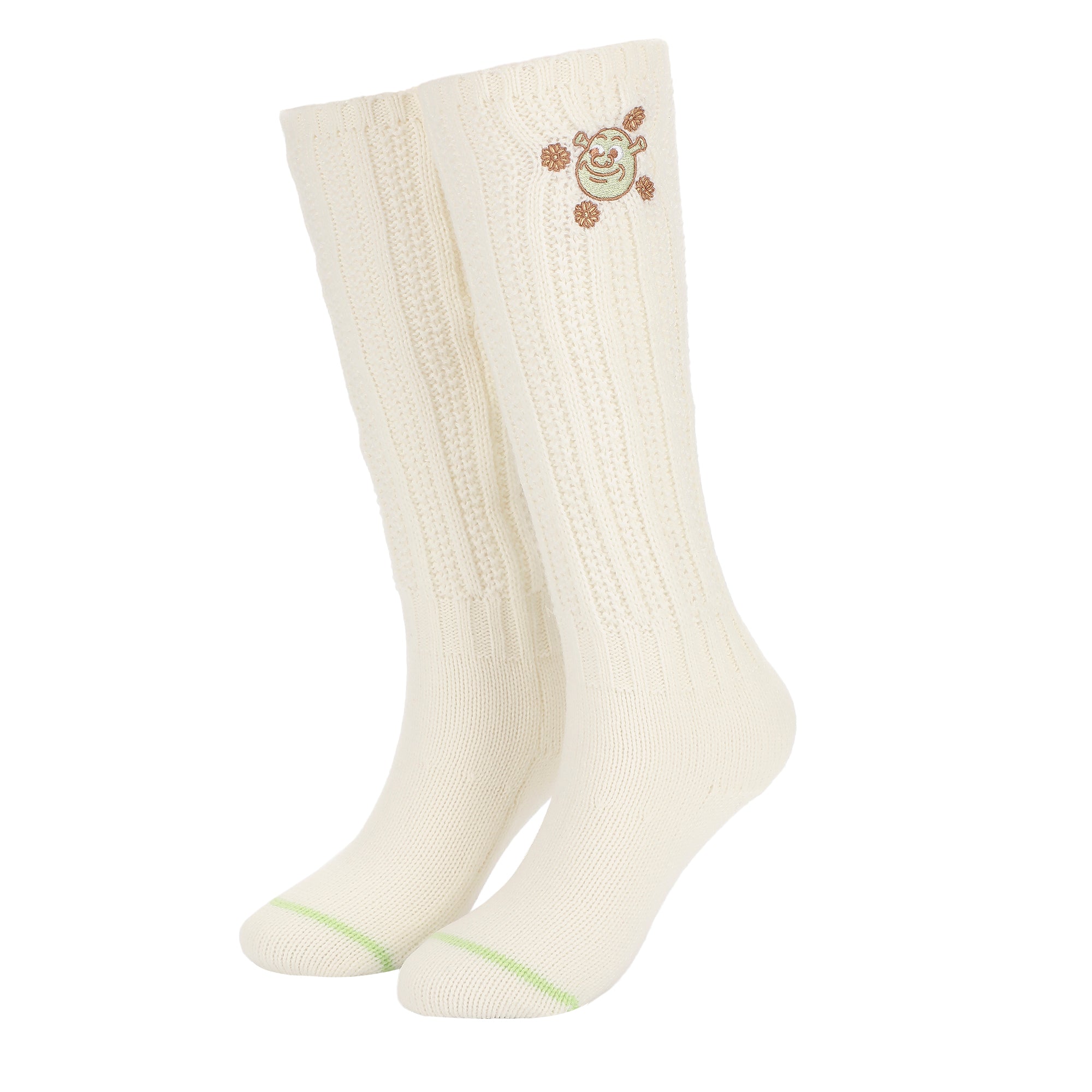 Shrek Embroidered Character Art Flowers Women's Slouch Crew Socks