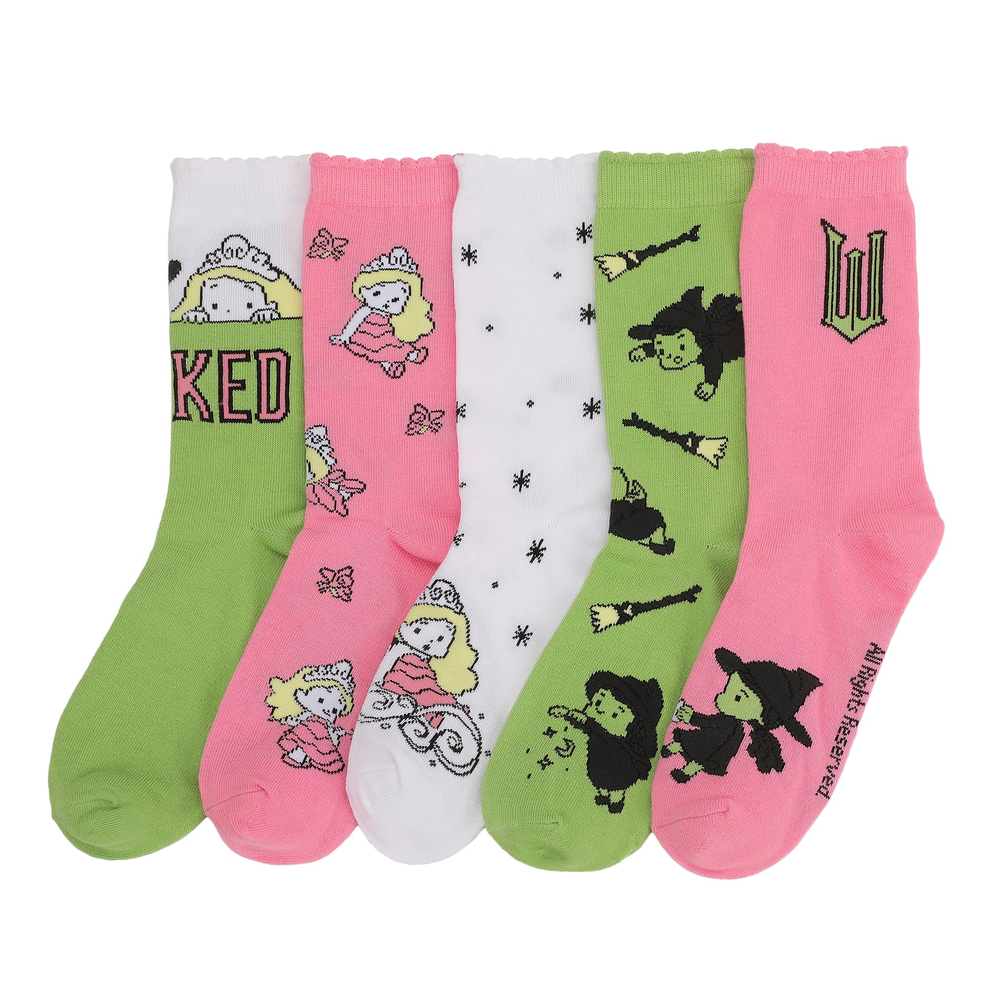 Wicked Glinda and Elphaba Womens Casual Crew Socks 4 Pack