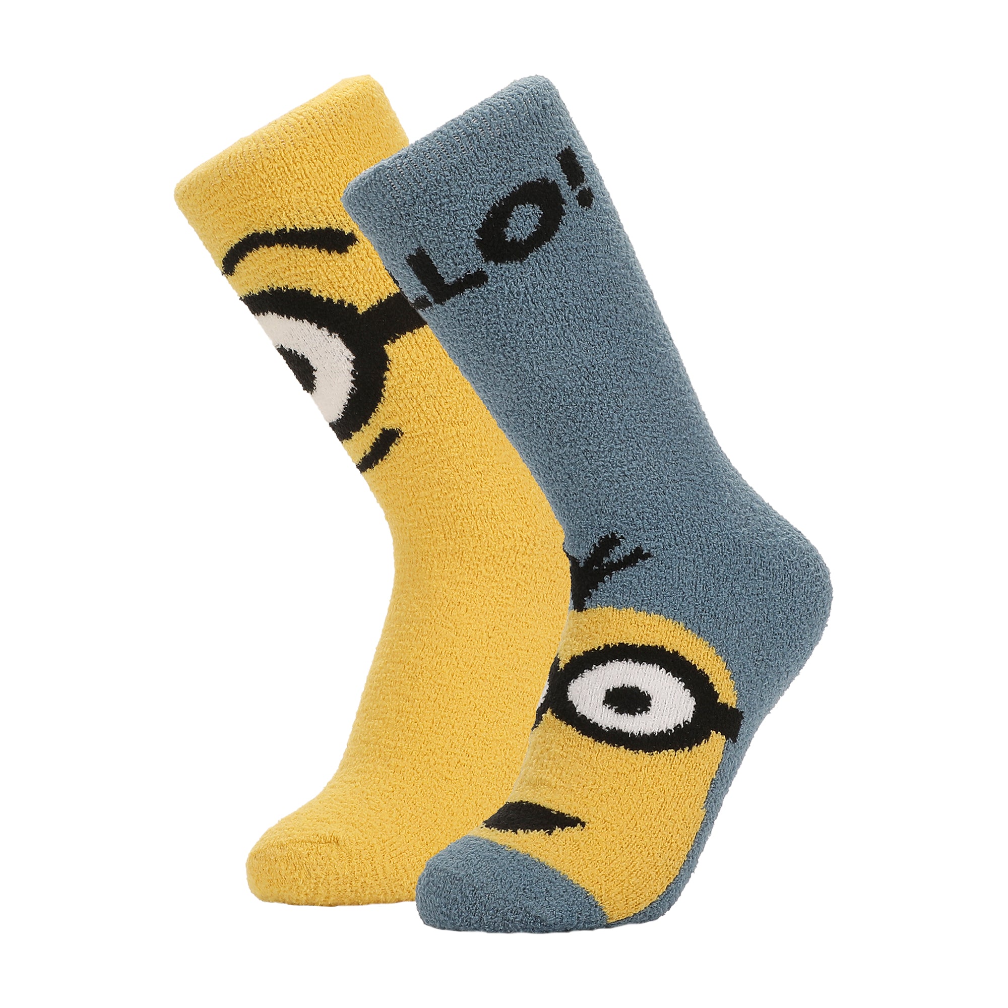 Minions Stuart and Bello Kevin Womens Chenille Crew Socks