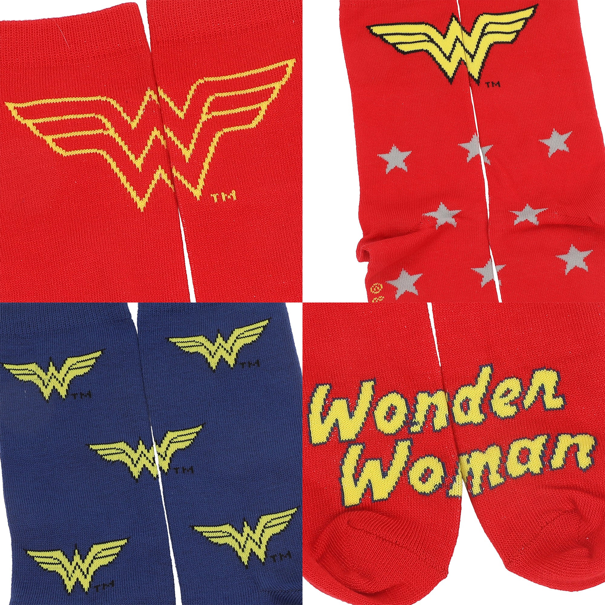 Wonder Woman Logo & Character Art Women's 5-Pair Pack Casual Crew Socks