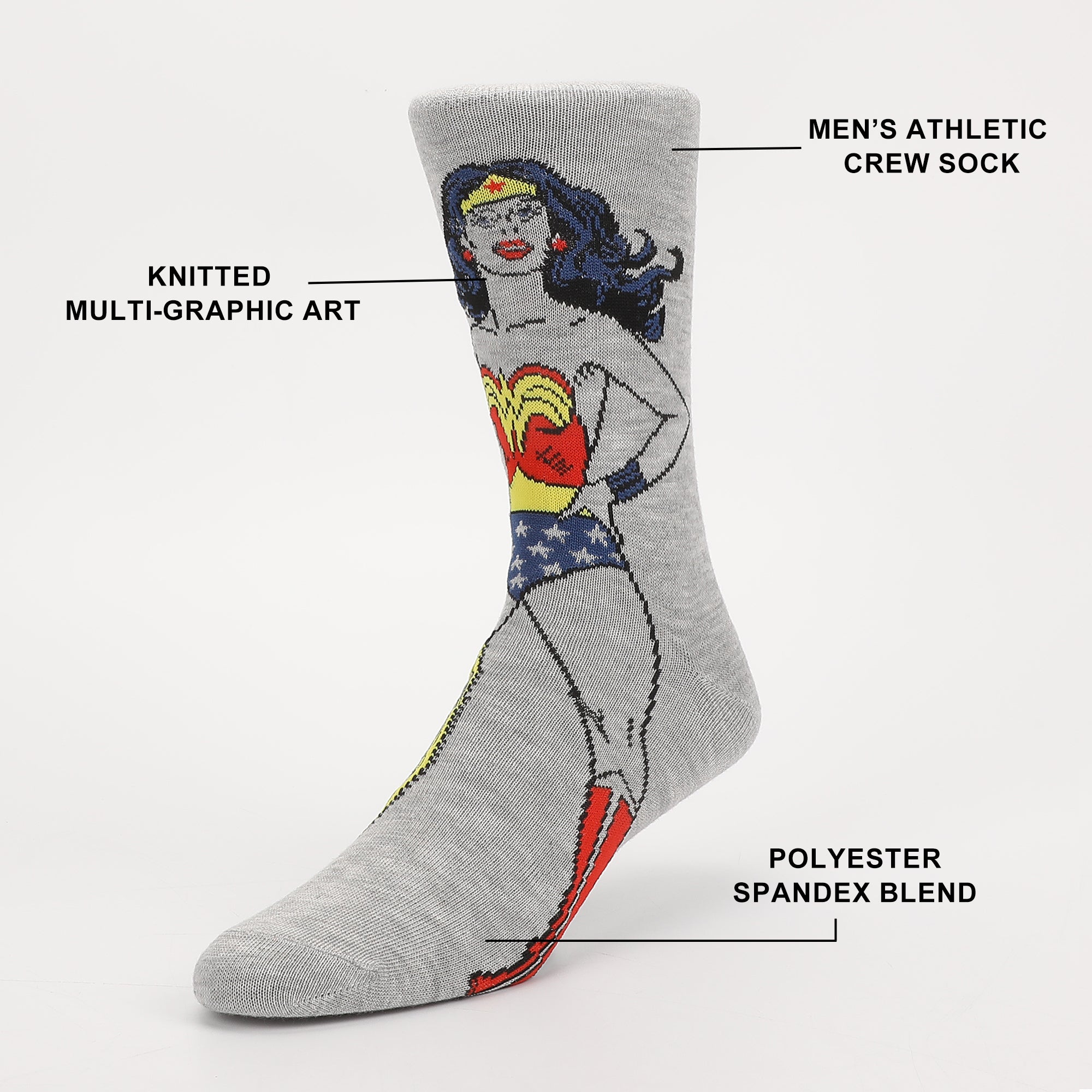 Wonder Woman Logo & Character Art Women's 5-Pair Pack Casual Crew Socks