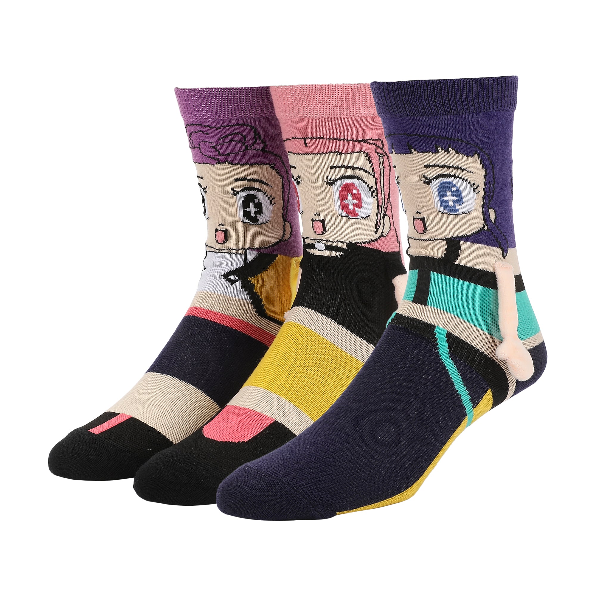 KPop Demon Hunters Huntr/X 3-Pair Pack Casual Crew Socks