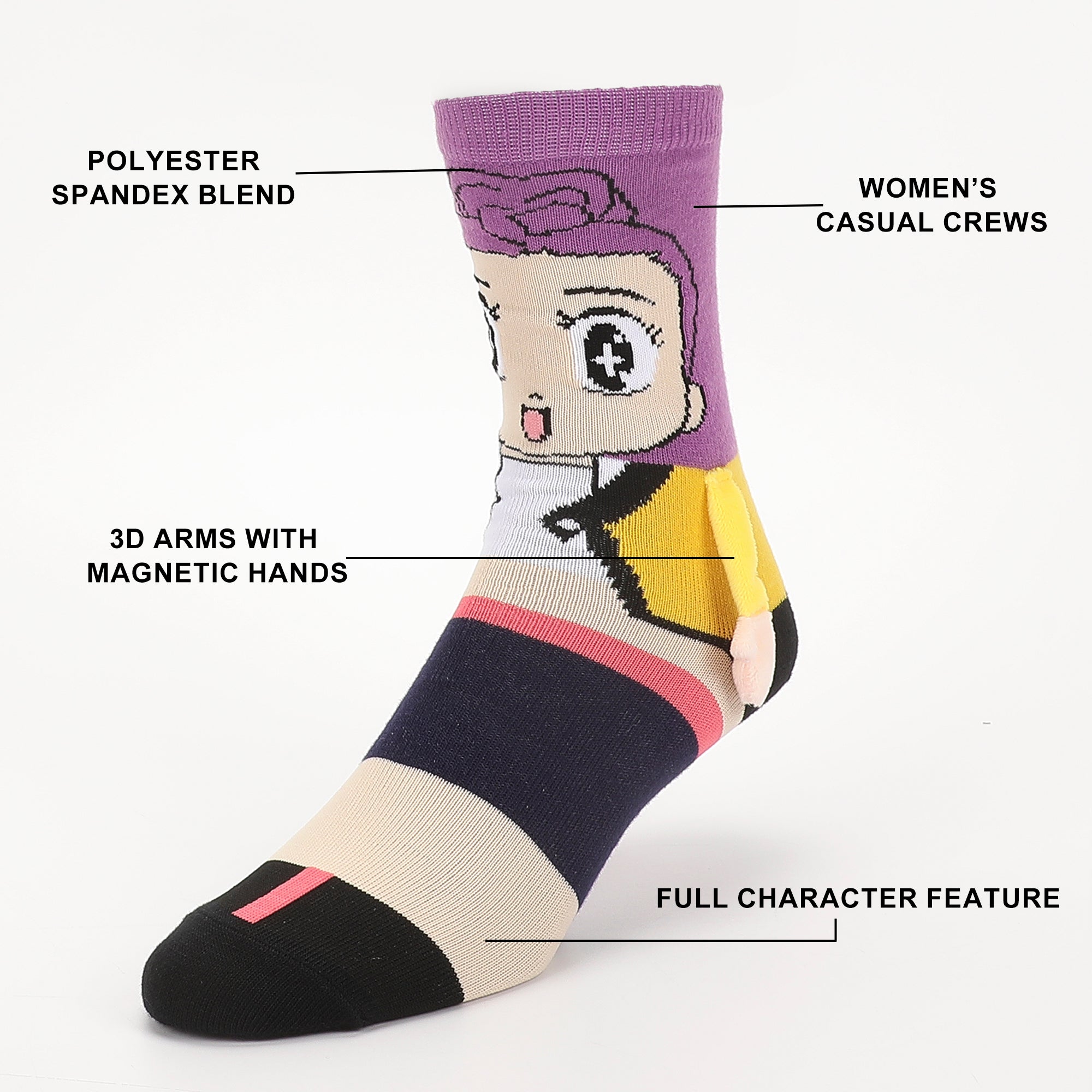 KPop Demon Hunters Huntr/X 3-Pair Pack Casual Crew Socks