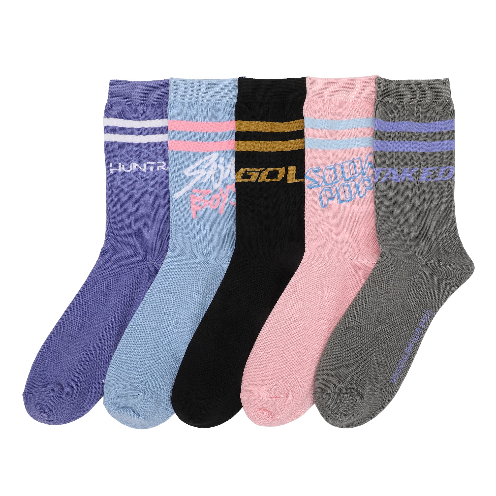 KPop Demon Hunters Song Logos 5-Pair Pack Casual Crew Socks