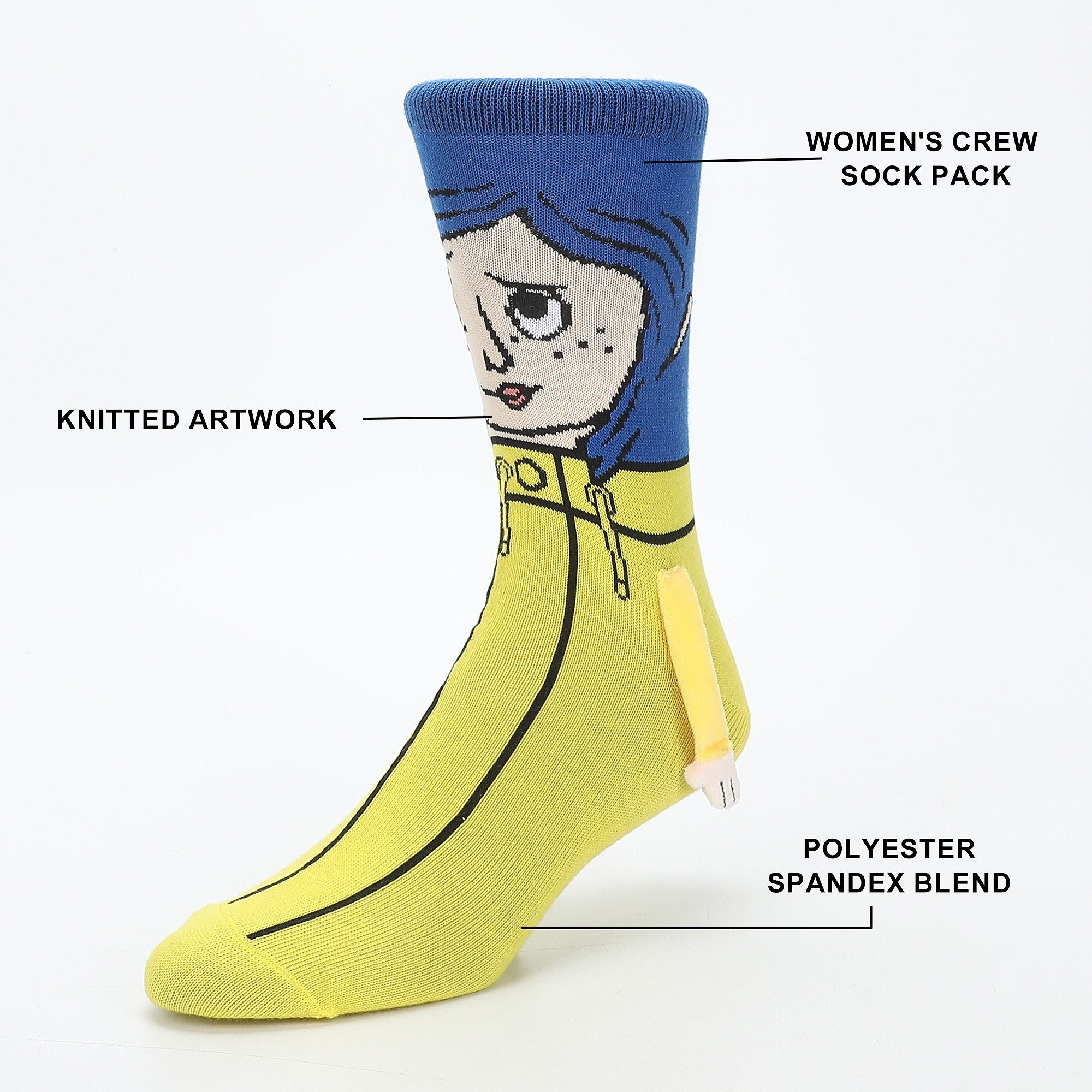 Coraline Wybie & Coraline Women’s Crew Socks With Magnetic Holding Hands