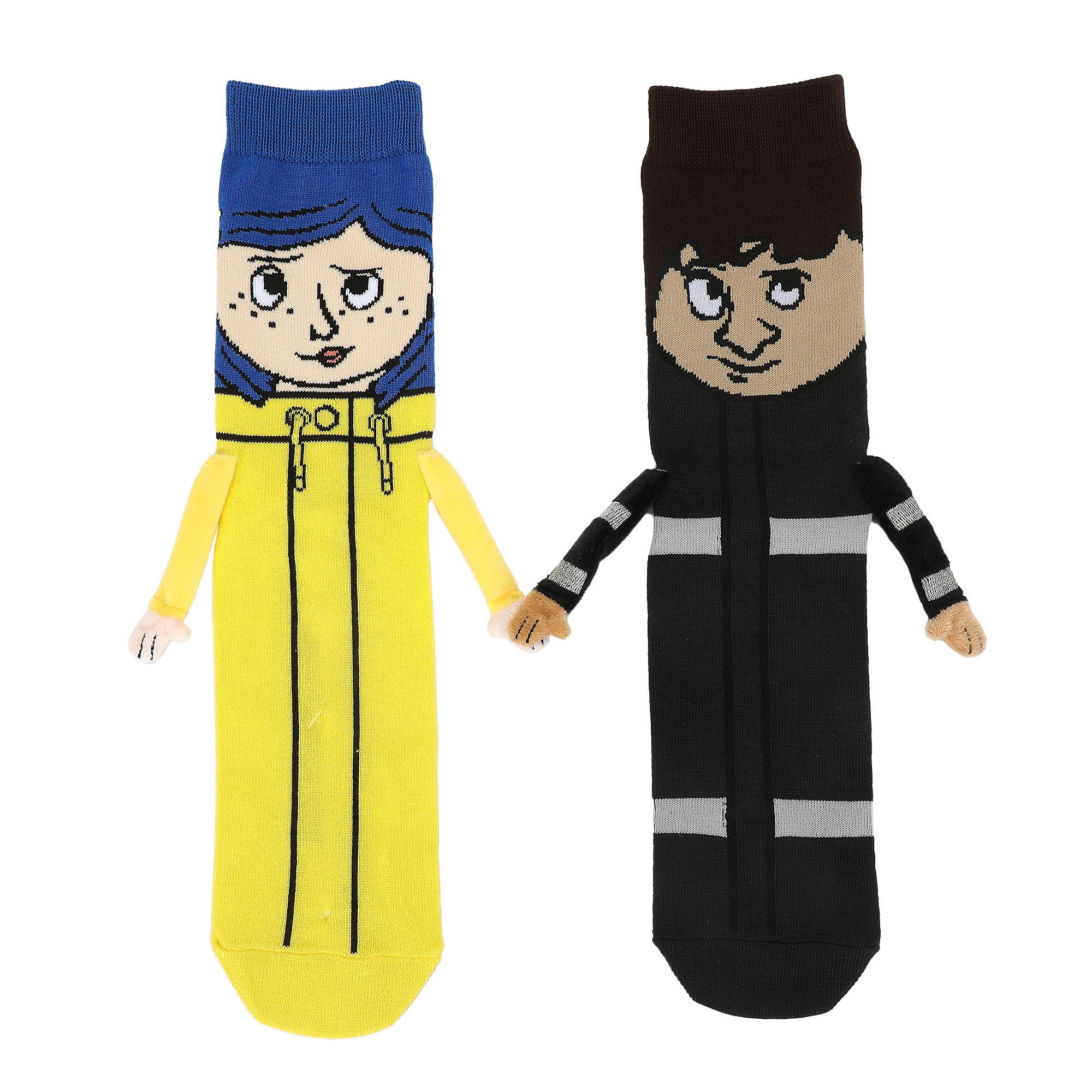Coraline Wybie & Coraline Women’s Crew Socks With Magnetic Holding Hands