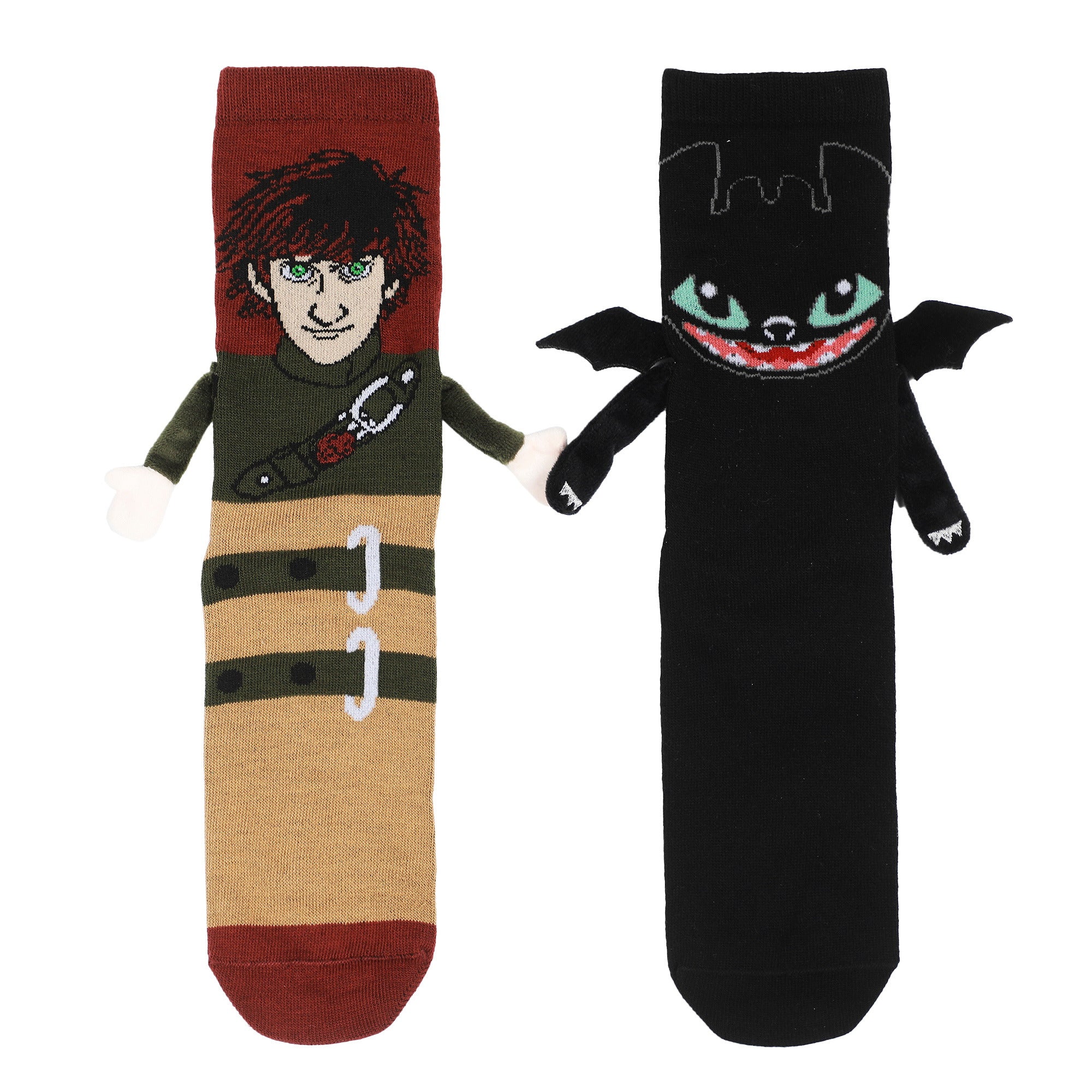 How To Train Your Dragon Hiccup & Toothless Women’s Crew Socks With Magnetic Holding Hands