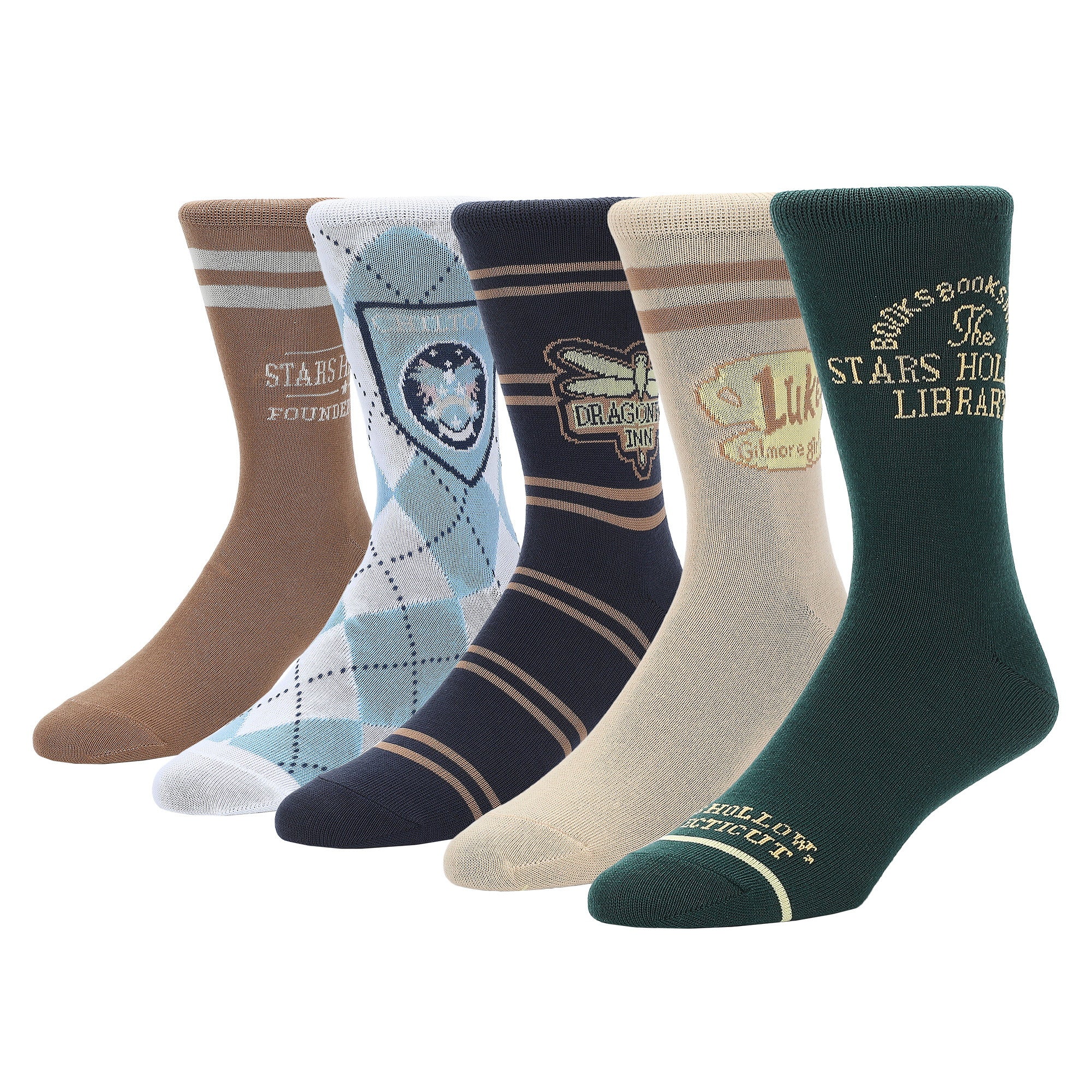 Gilmore Girls Stars Hollow Logos Women’s 5-Pair Pack Crew Socks