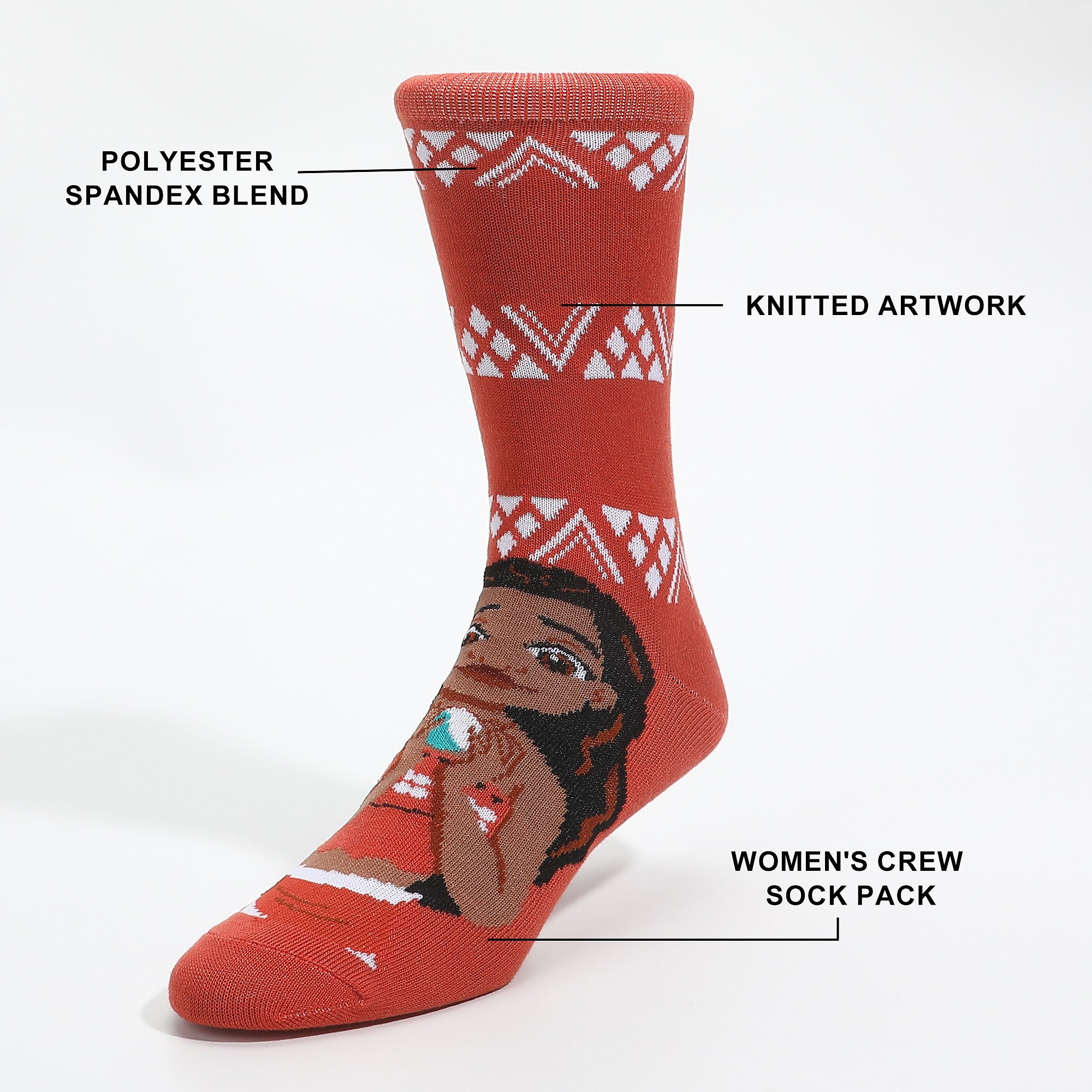 Moana Pua and Heihei Crew Sock 5 Pair Pack for Adult Women