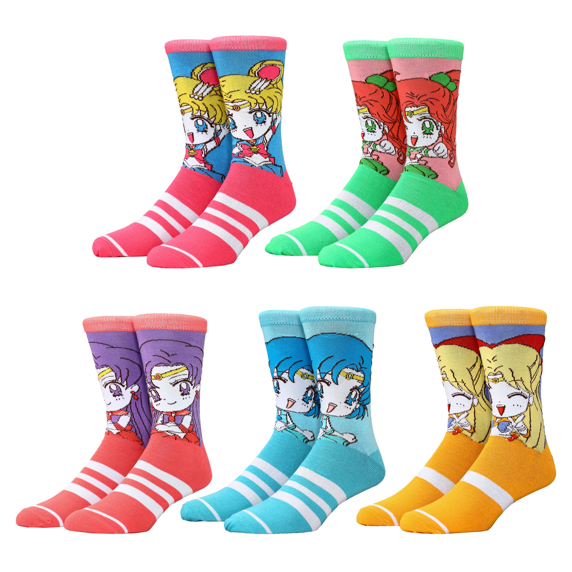 Sailor Moon Crystal Characters Men's 5-Pack Crew Socks