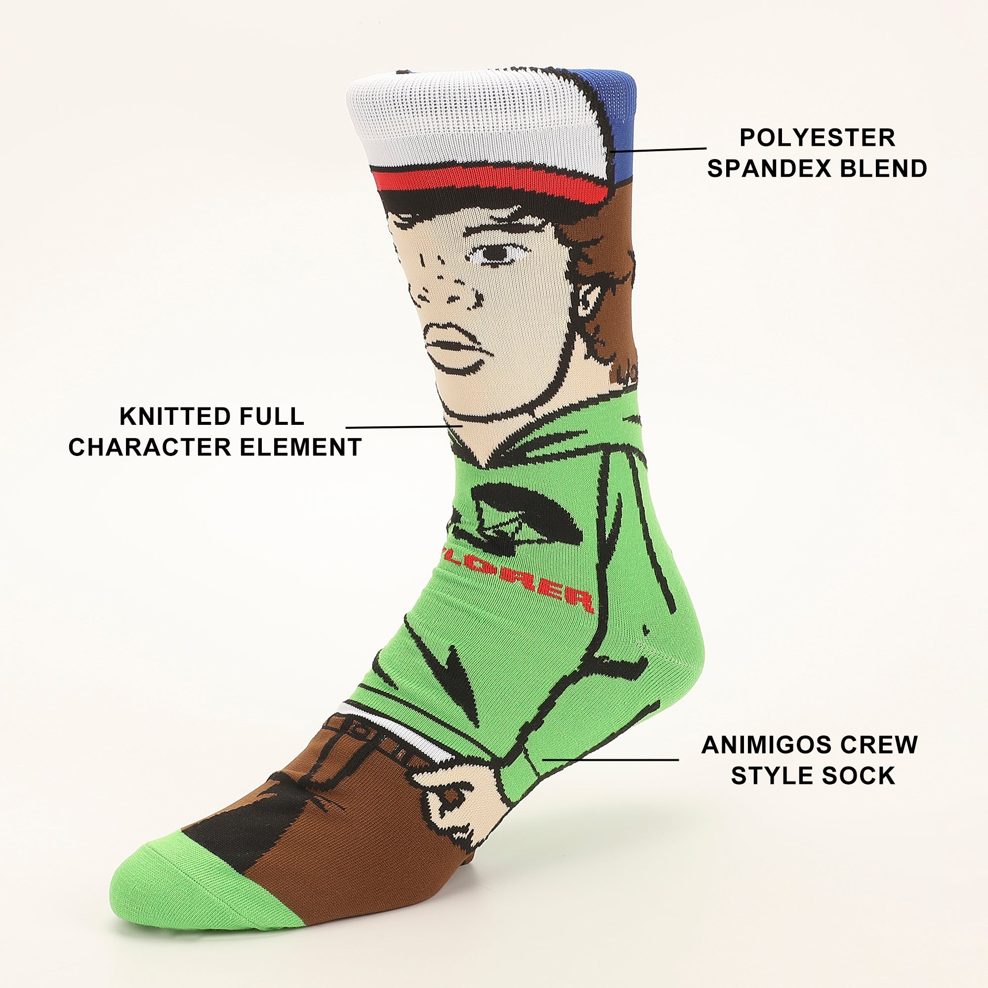 Stranger Things Dustin Henderson Mens 360 Casual Crew Socks