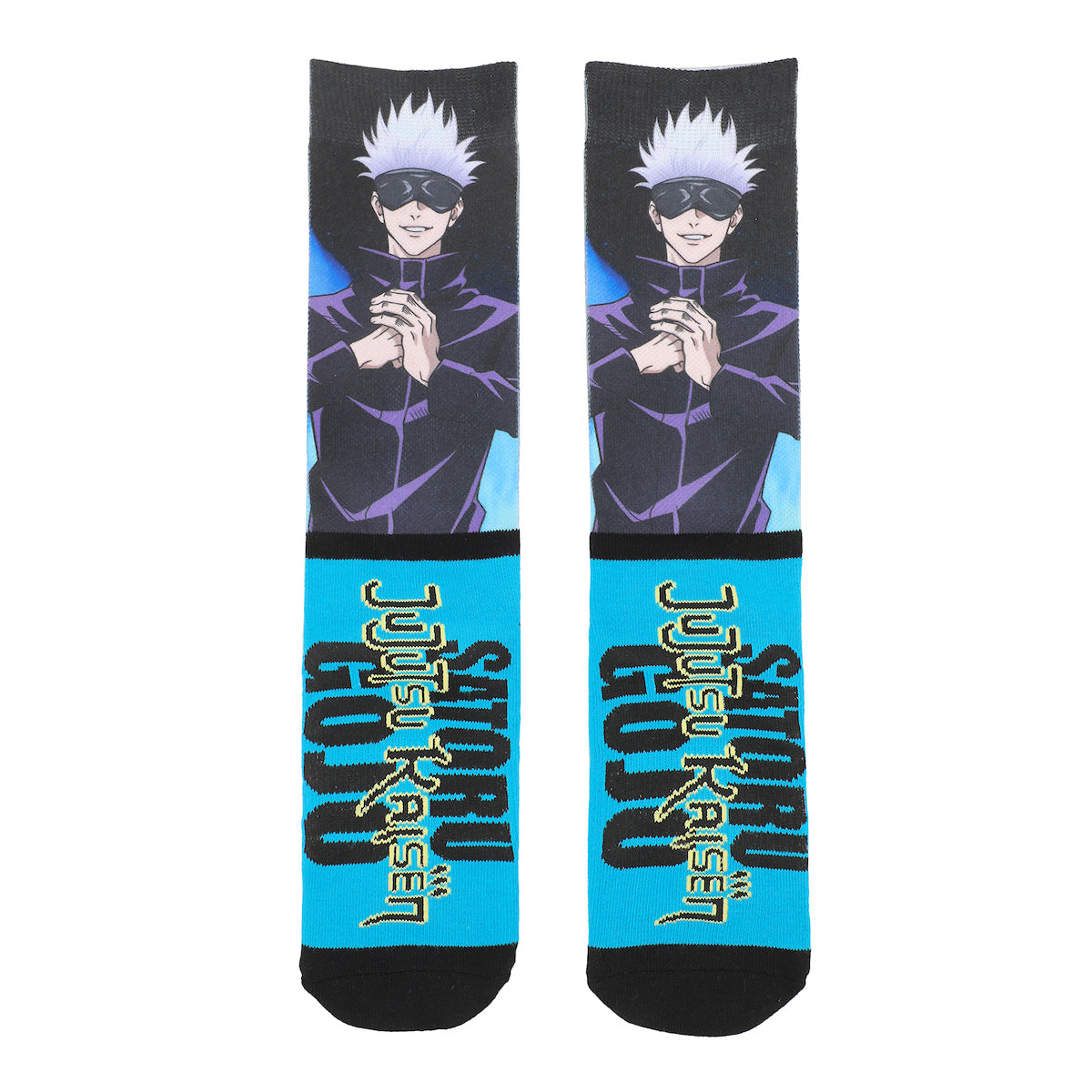 Jujutsu Kaisen Satoru Goki Men's Black & Blue Athletic Crew Socks