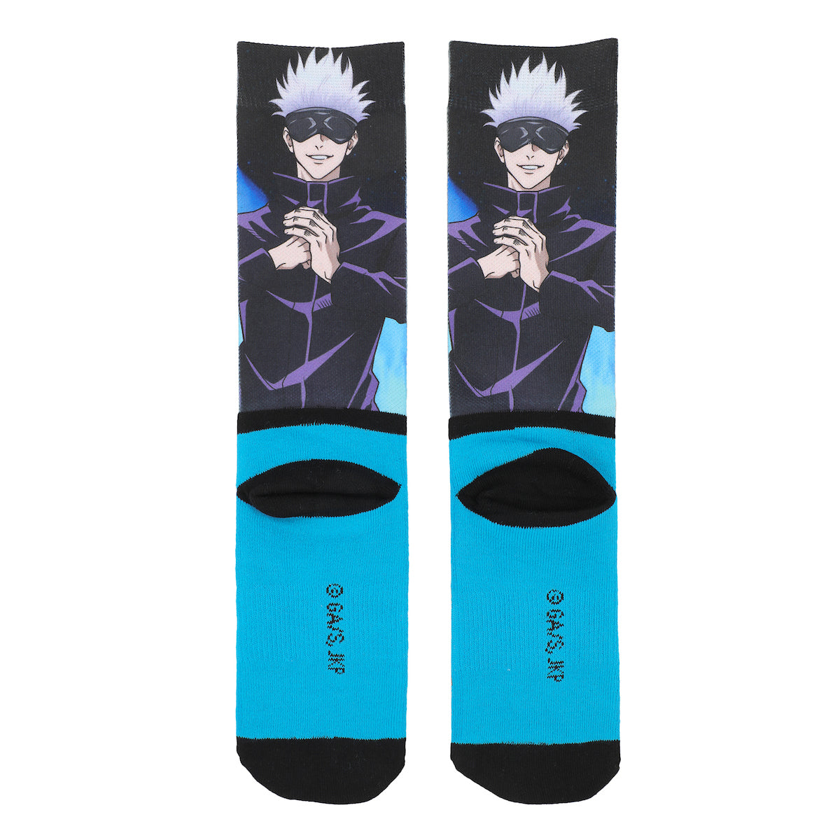 Jujutsu Kaisen Satoru Goki Men's Black & Blue Athletic Crew Socks