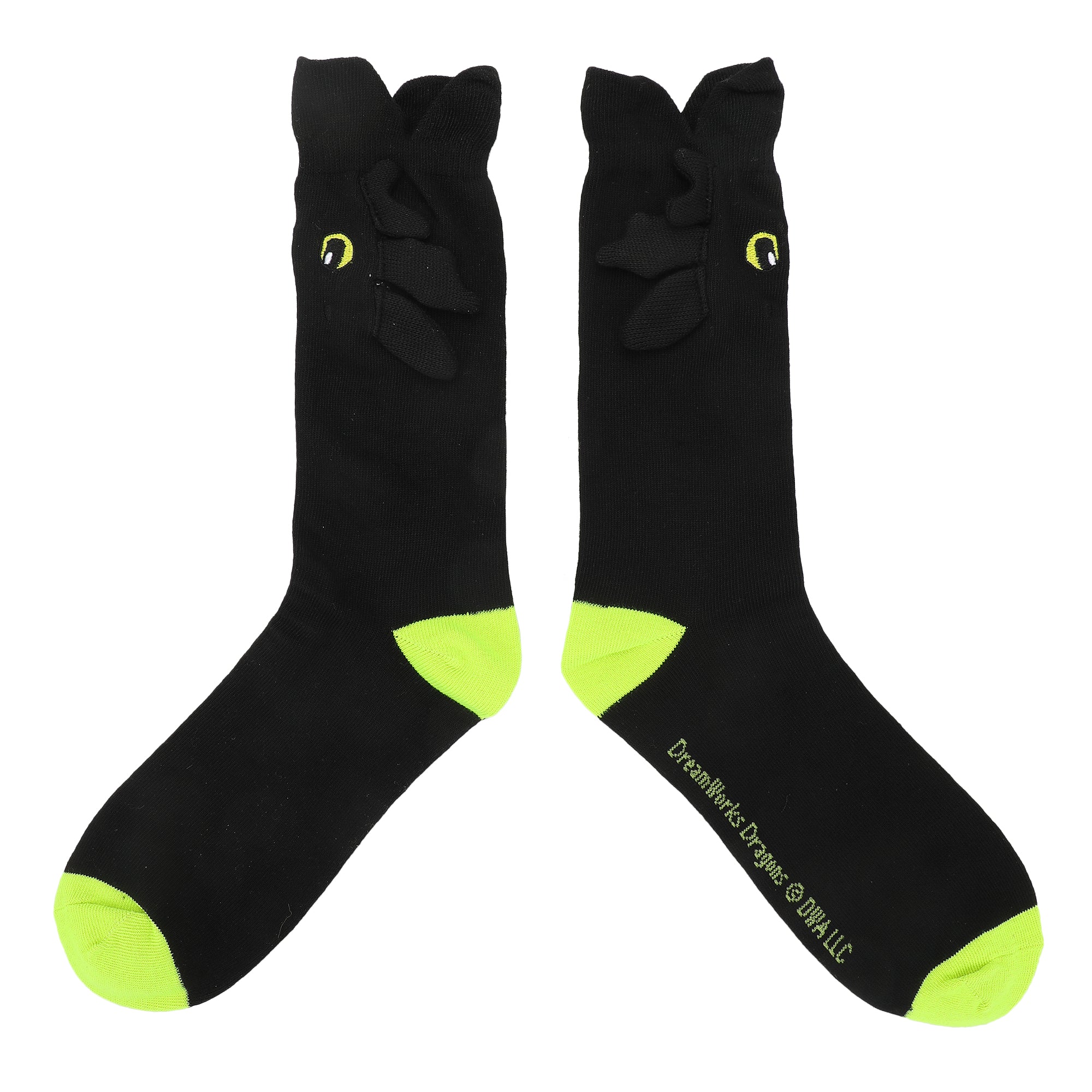 How To Train Your Dragon Toothless Plush Character Heads Adult Black Casual Crew Socks -OSFA