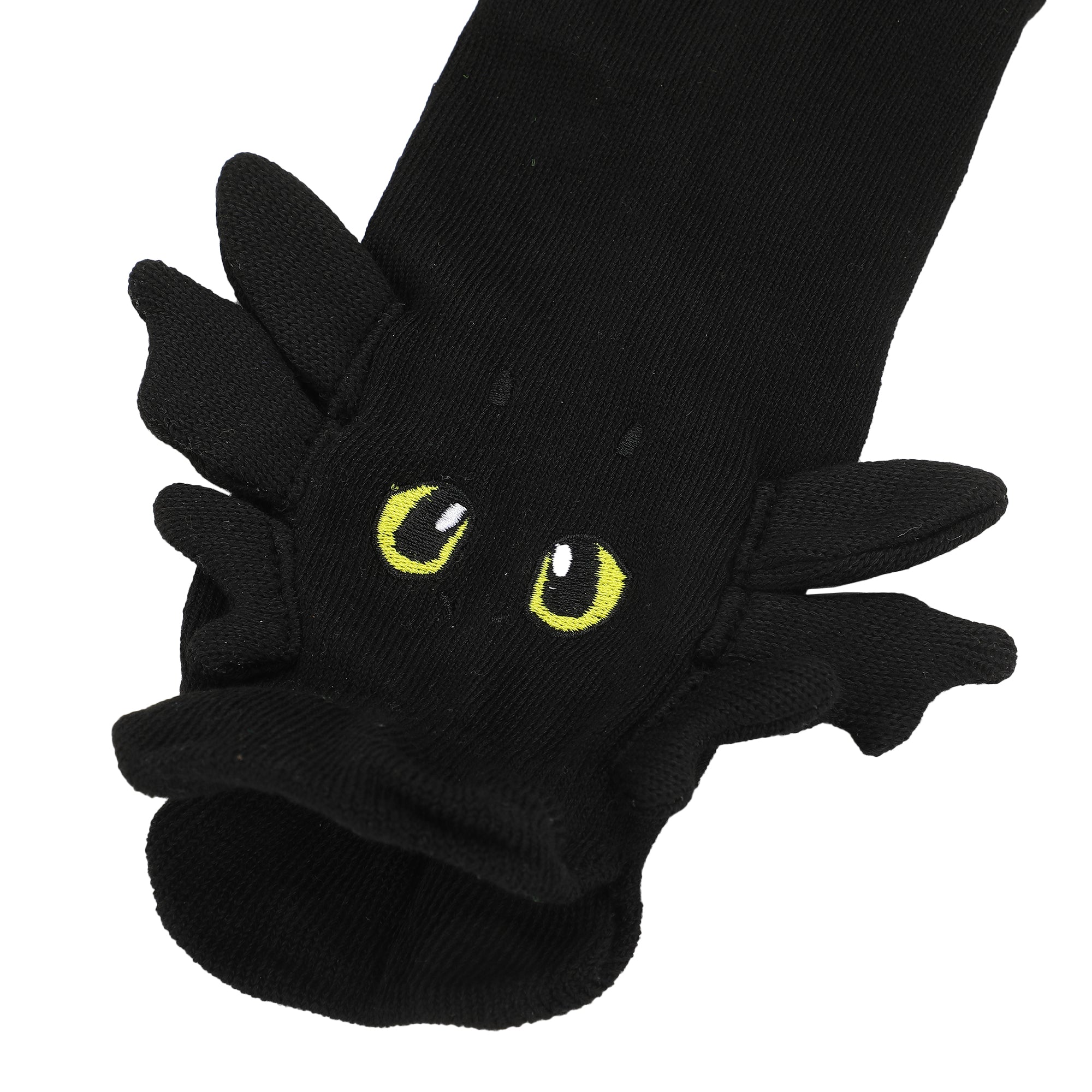 How To Train Your Dragon Toothless Plush Character Heads Adult Black Casual Crew Socks -OSFA