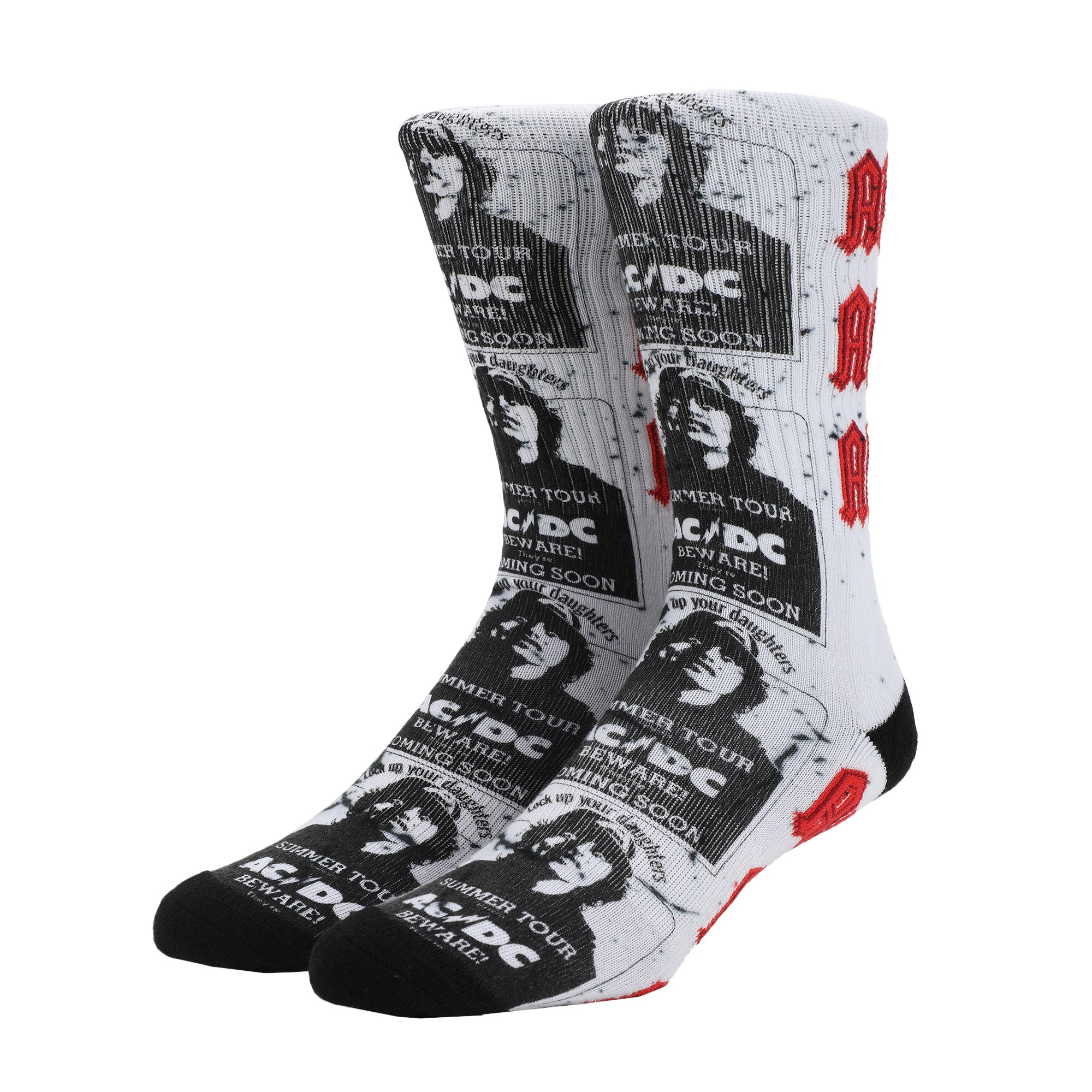 ACDC Band Member Photo Art Men's White Athletic Crew Socks