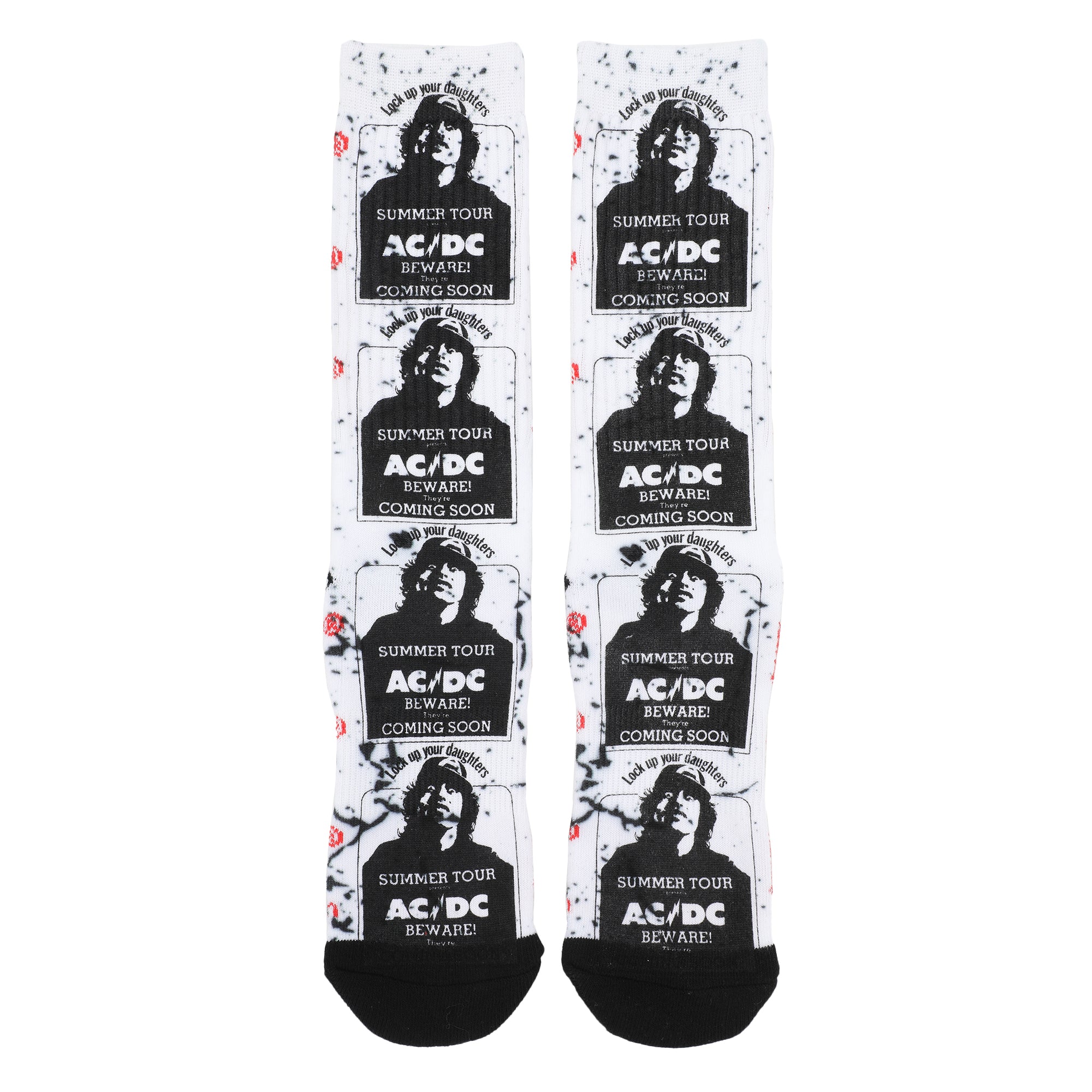 ACDC Band Member Photo Art Men's White Athletic Crew Socks