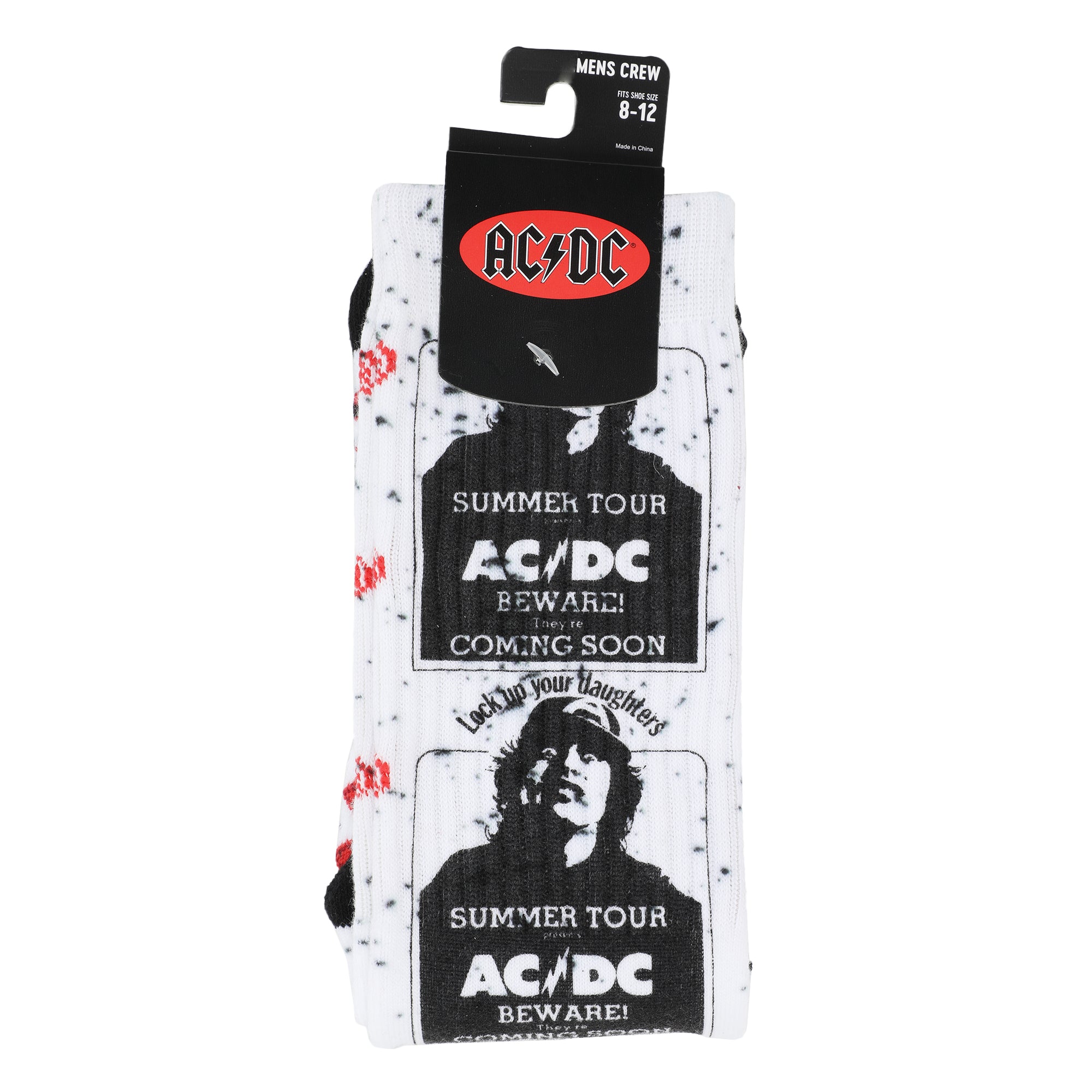 ACDC Band Member Photo Art Men's White Athletic Crew Socks