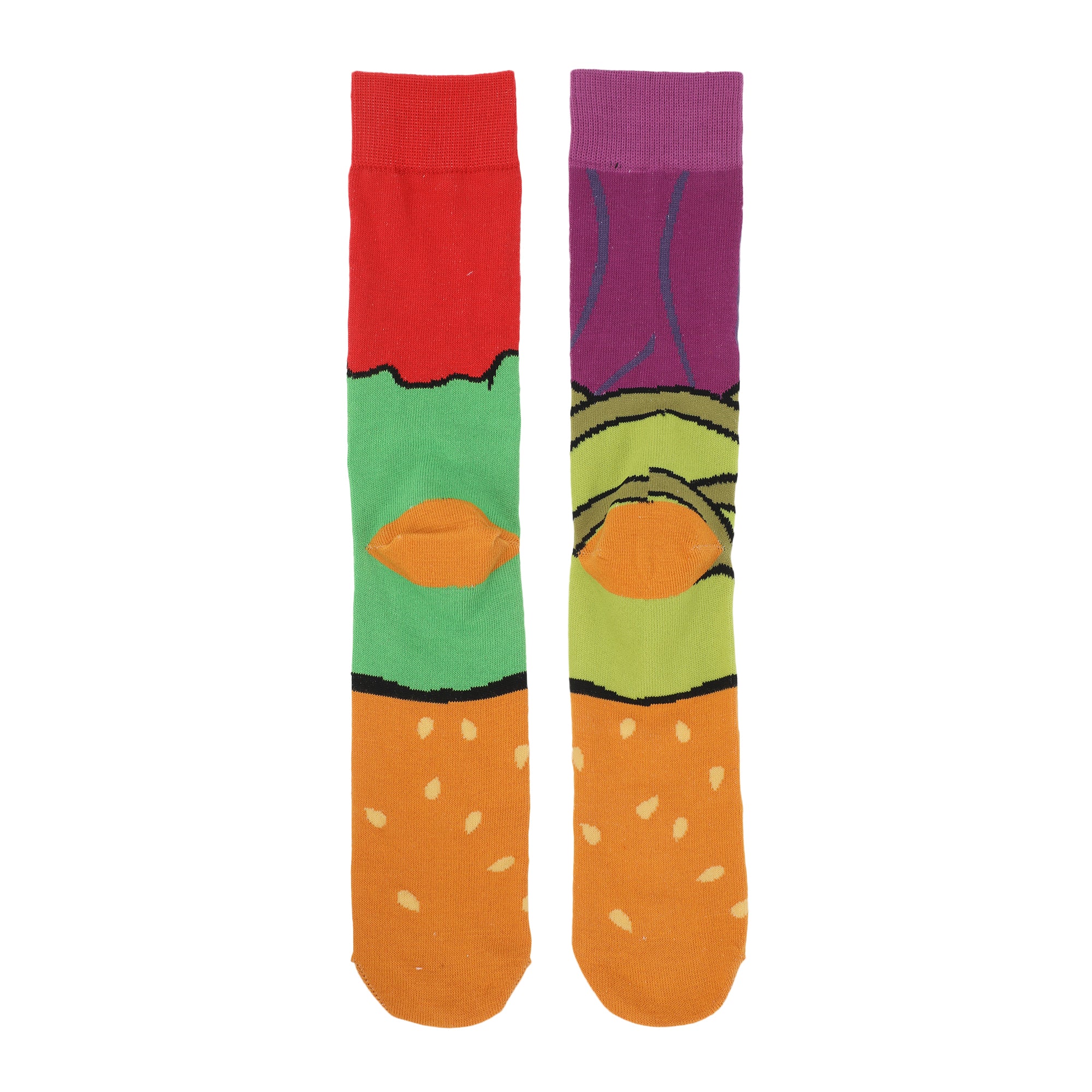 Cheeseburger Meat & Toppings Men's 3-Pair Pack Casual Crew Socks-OSFA