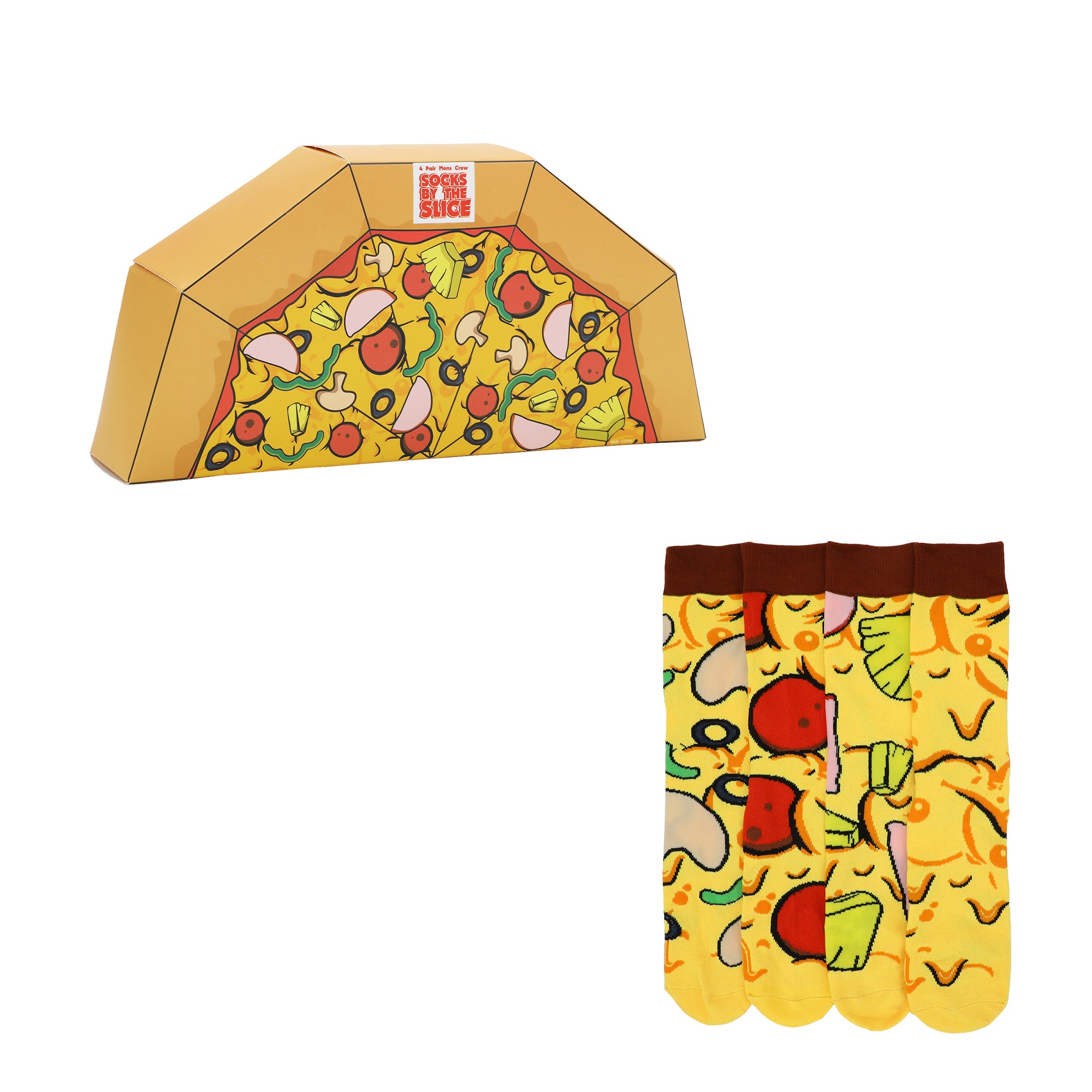Adult Pizza Paradise Crew Socks 4-Pack - Deliciously Stylish Designs!-OSFA