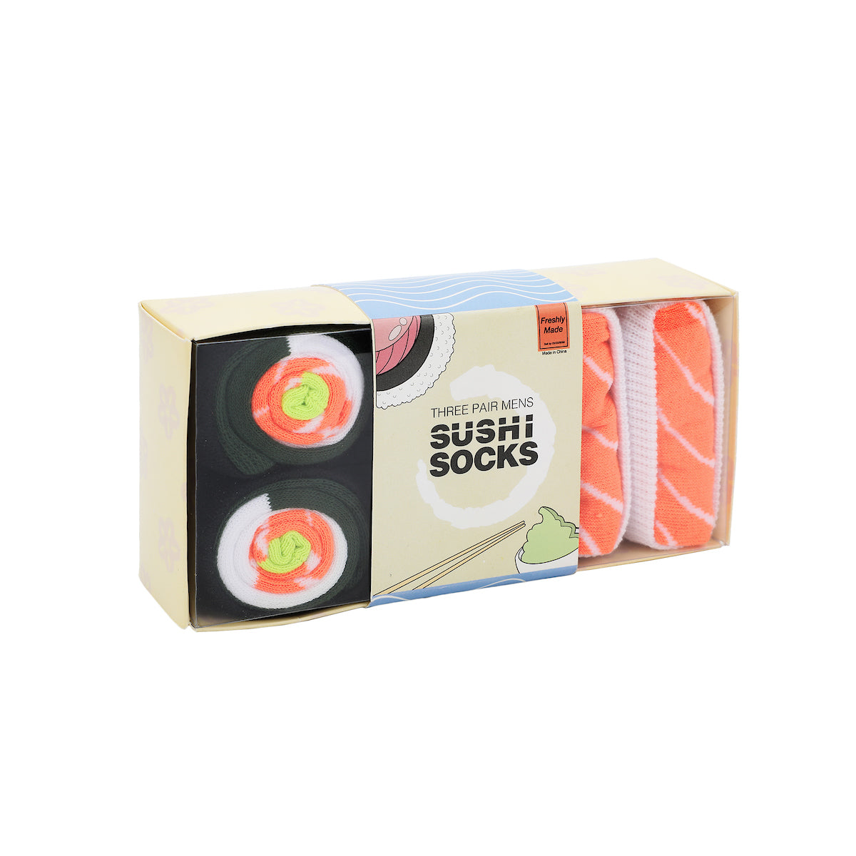 Sushi Delight Crew Socks Gift Box - Set of 3 Pairs, Perfect for Sushi Lovers!-OSFA