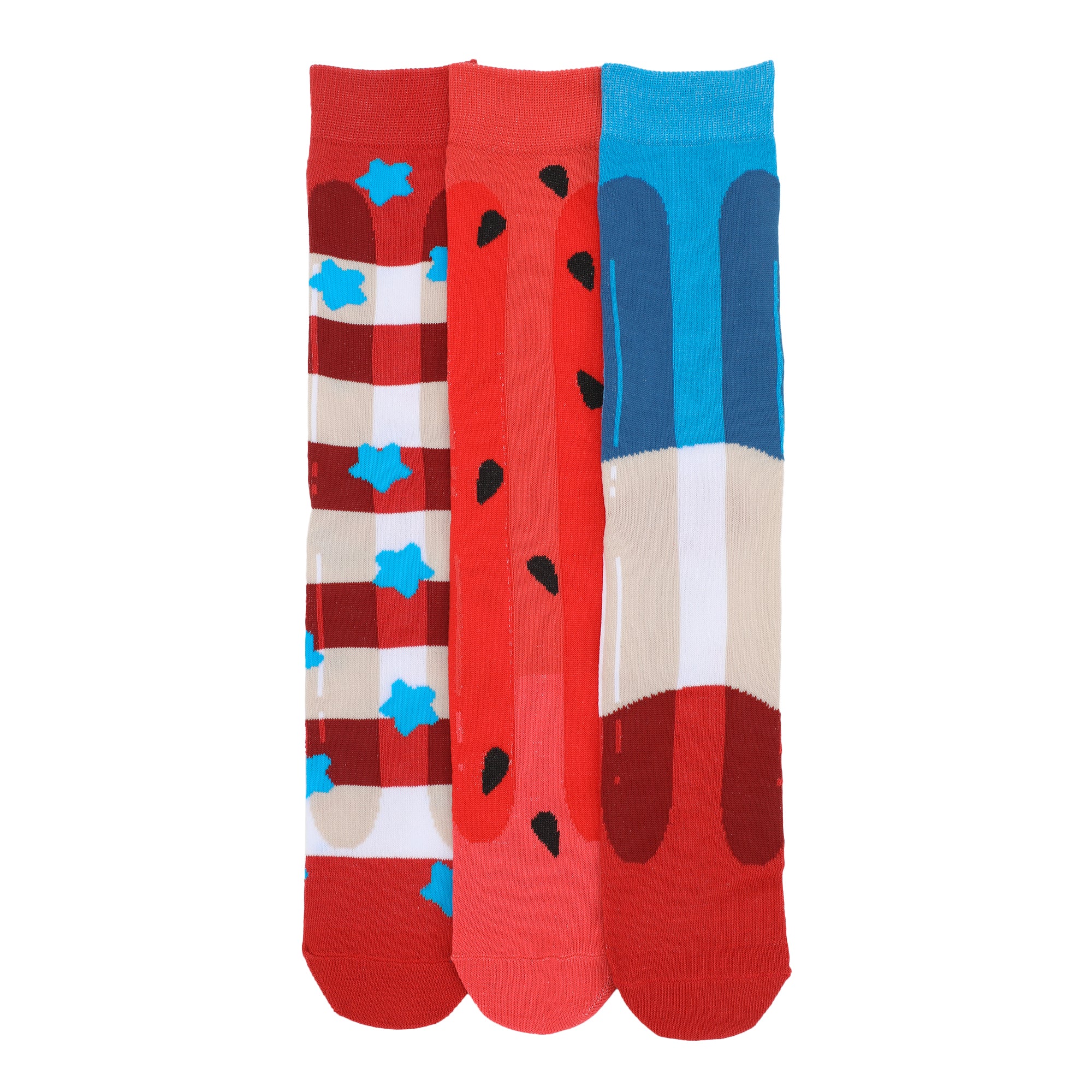 Ice Cream Truck Treats 3-Pair Men's Casual Crew Socks-OSFA