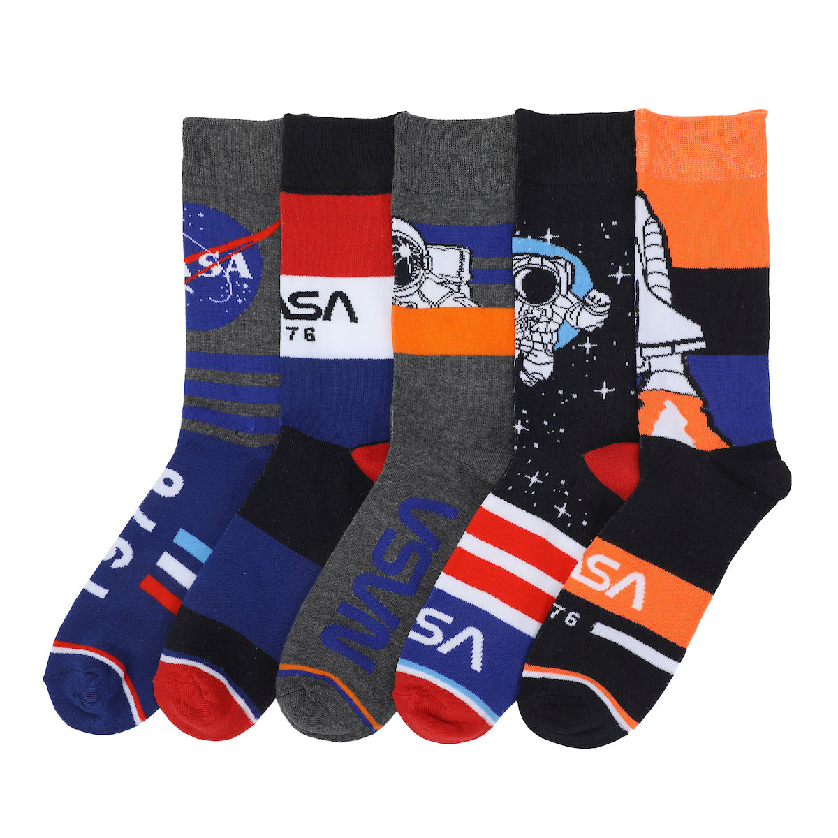 Nasa Astronauts Adult 5-Pair Casual Crew Socks